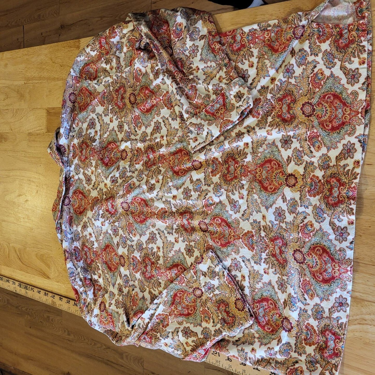 Ralph Lauren Paisley Light Weight Flannel Pajama Set Cotton Button Collared XL