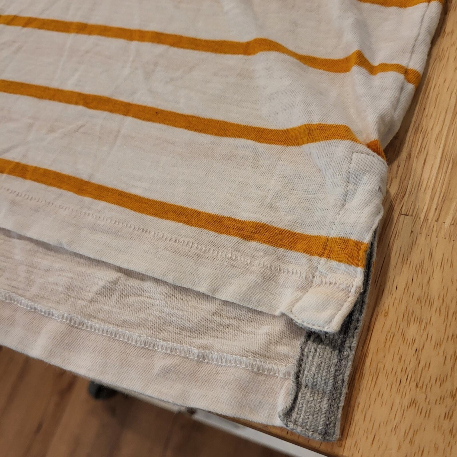 American Eagle Outfitters XS Polo Orange Striped White Collared Short Sleeve
