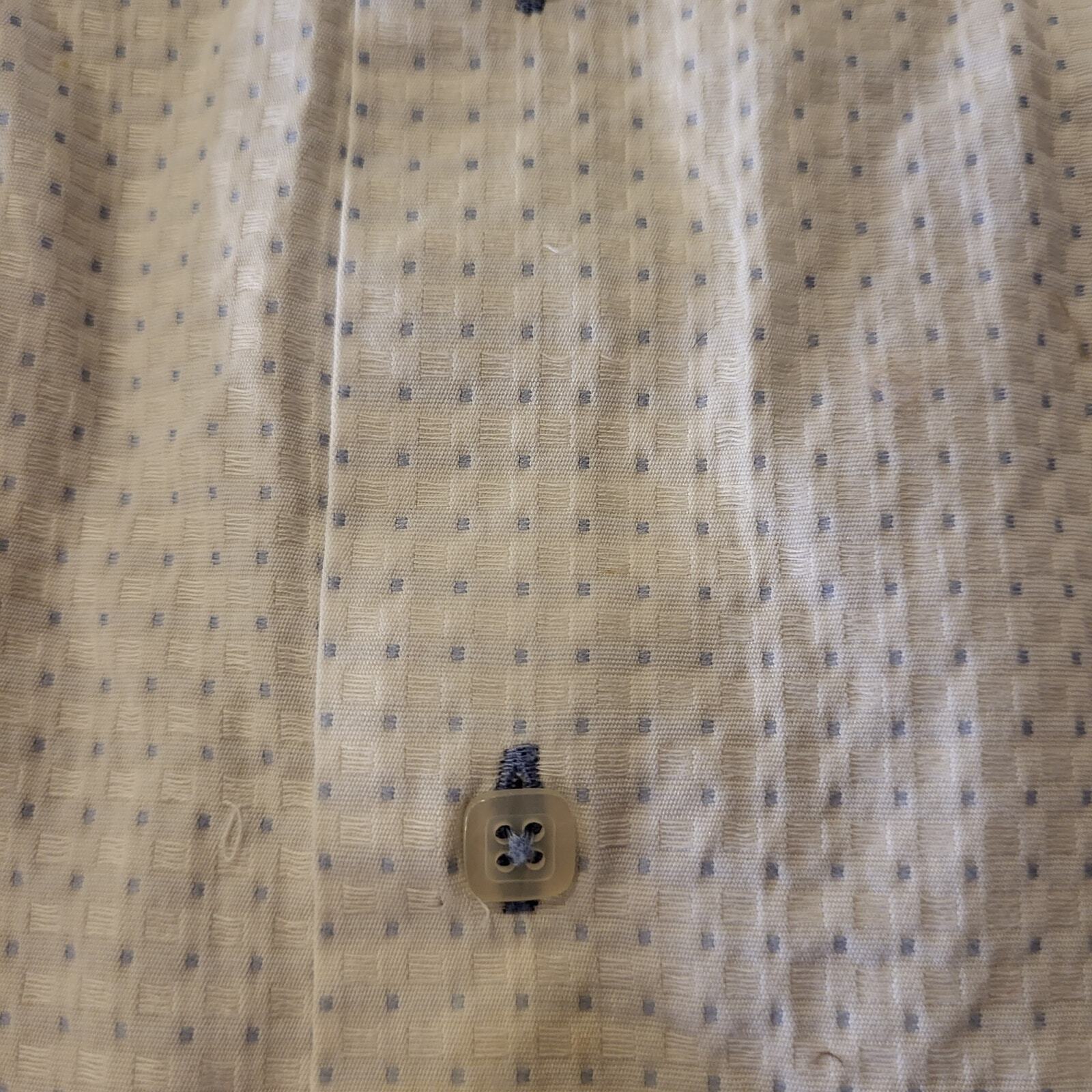 Visconti Men's White & Blue Cotton Button Down Collared Dress Shirt XL Blue
