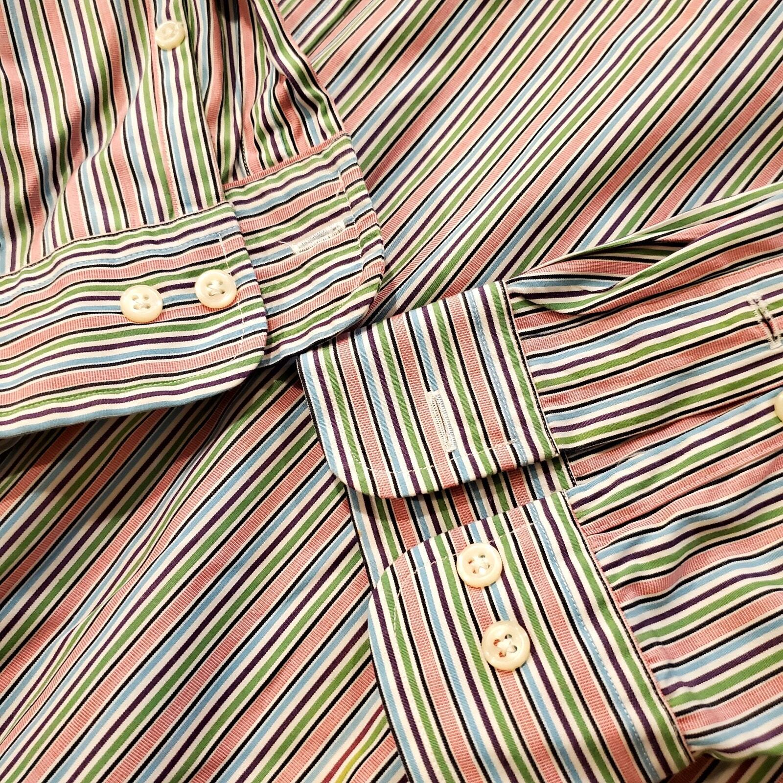 Ralph Lauren Pastel Colorful Striped Classic Fit Men's Button Down 32/33 Collard