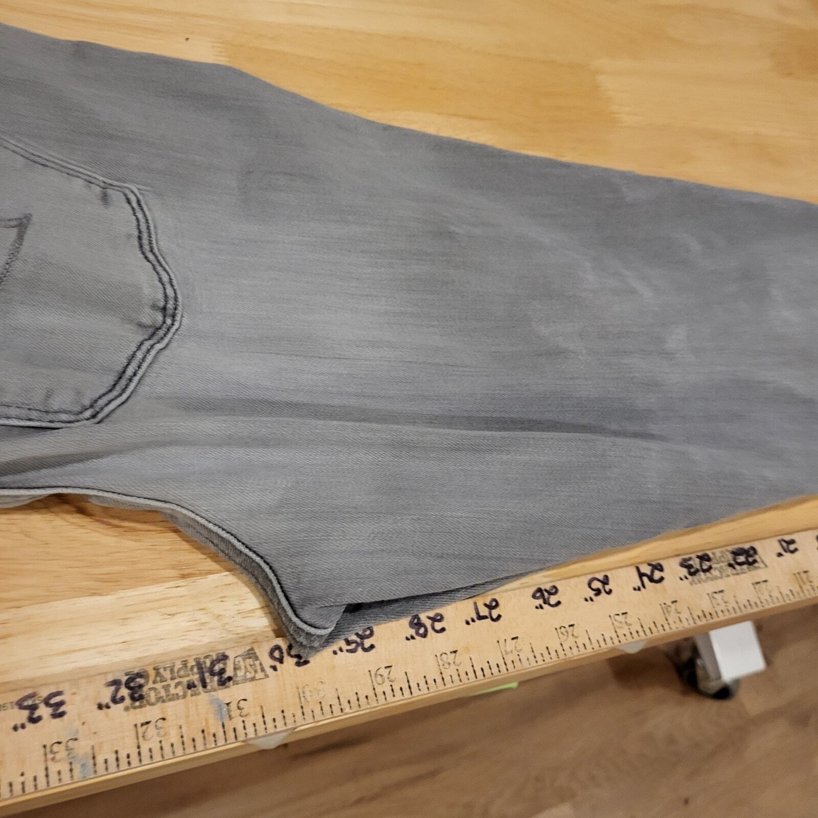 American Eagle Gray High Rise Jeggings 12 Long Distressed 41" Long 