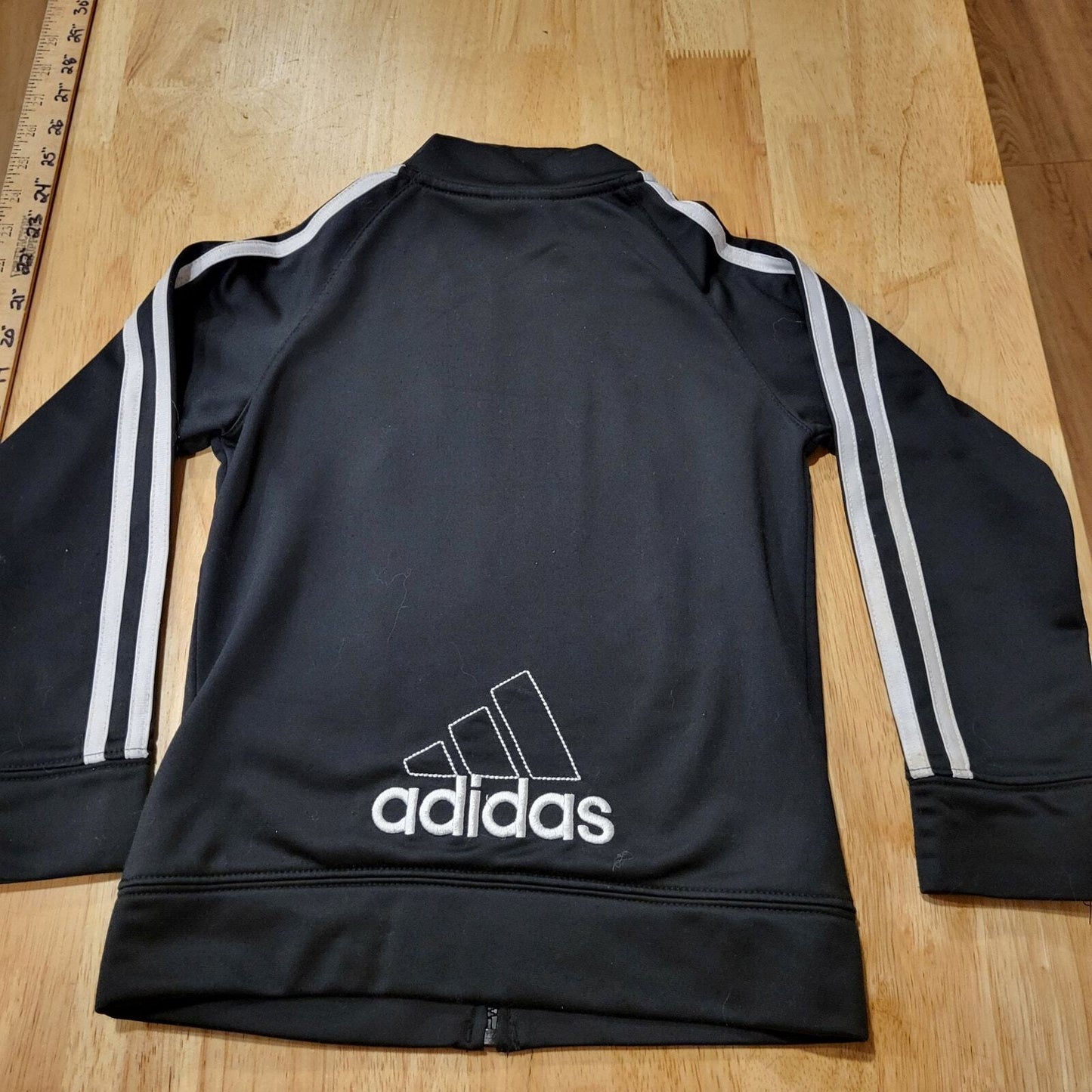 Adidas 3 Stripe Kids Zip Front Soccer Jacket Back Detail Size 5