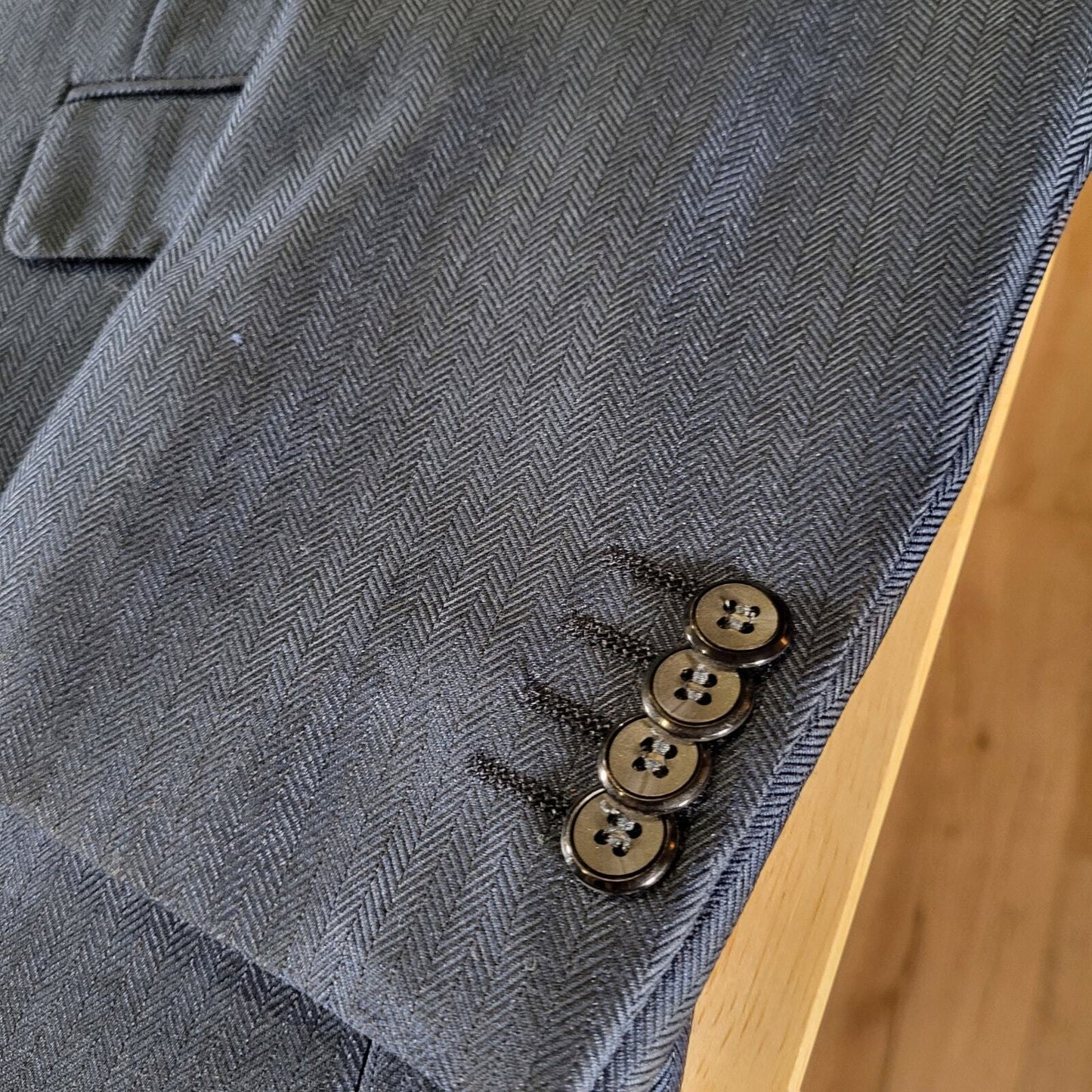 Tazio Italy Tetron Silk Blue Paisley Lined 38L 21" P2P Hand Tailored 