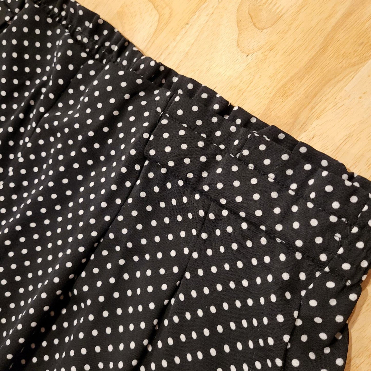 Adriene Vittadini Black & White Polkadot Elastic Waist Wide Leg Palazzo pants