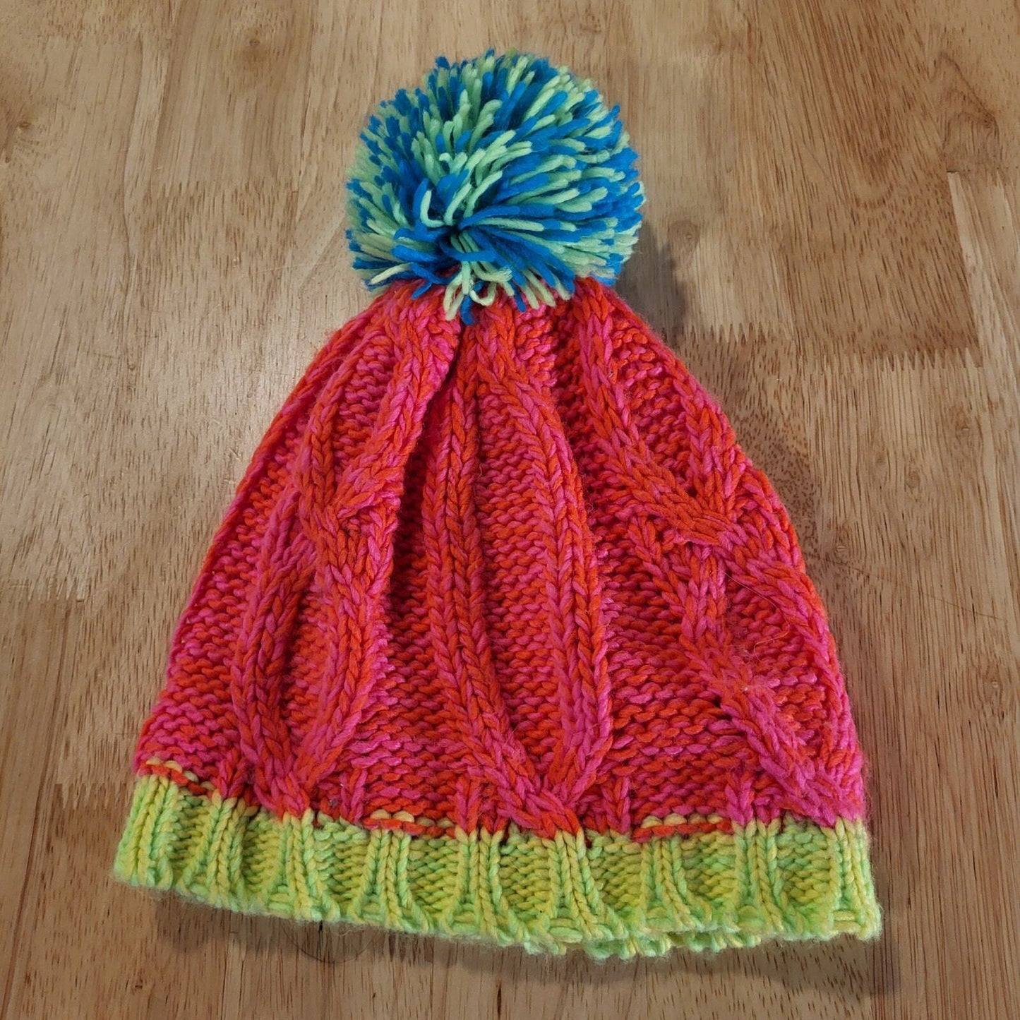 Neon Pink Green Blue Beanie Claire's Kids Pompom Knit 