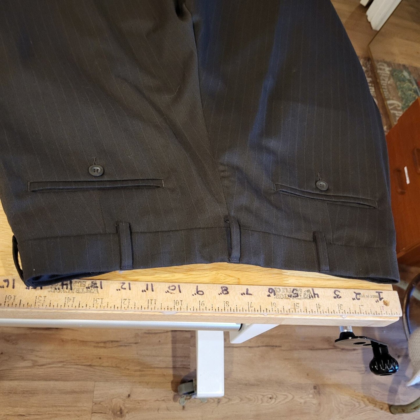 Dockers 32x30 Dress Pants Polyester Wool Blend Flat Front Gray Straight Leg