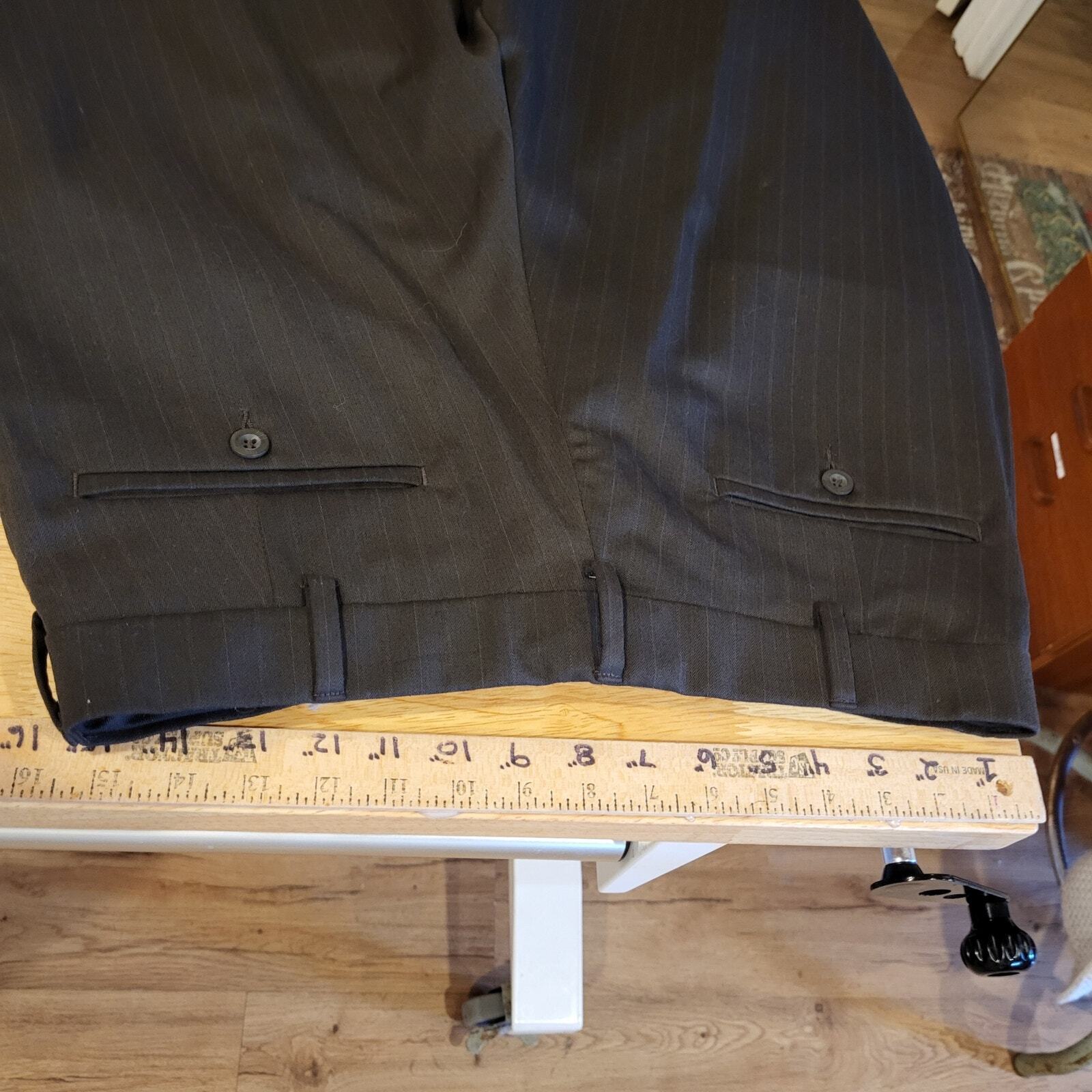Dockers 32x30 Dress Pants Polyester Wool Blend Flat Front Gray Straight Leg