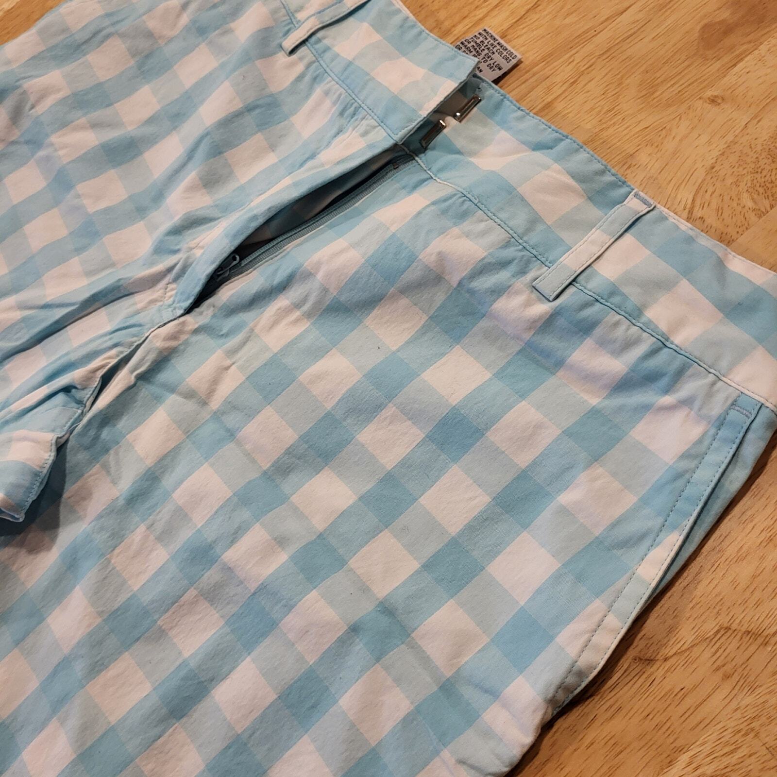 Lilly Pulitzer Blue gingham cropped pants zip pocket cotton straight size 6