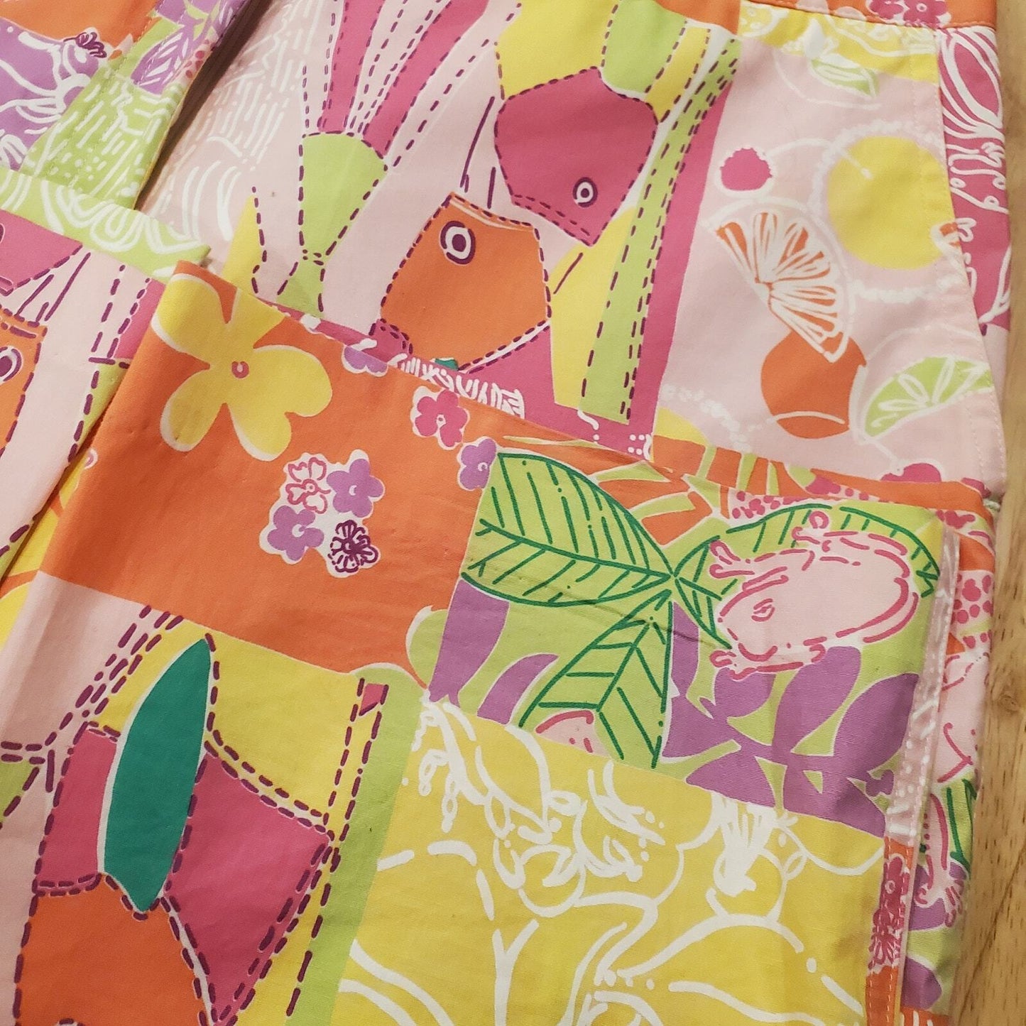 Lilly Pulitzer Colorful Fish & Frog Print Pastel Color Pants Size 6
