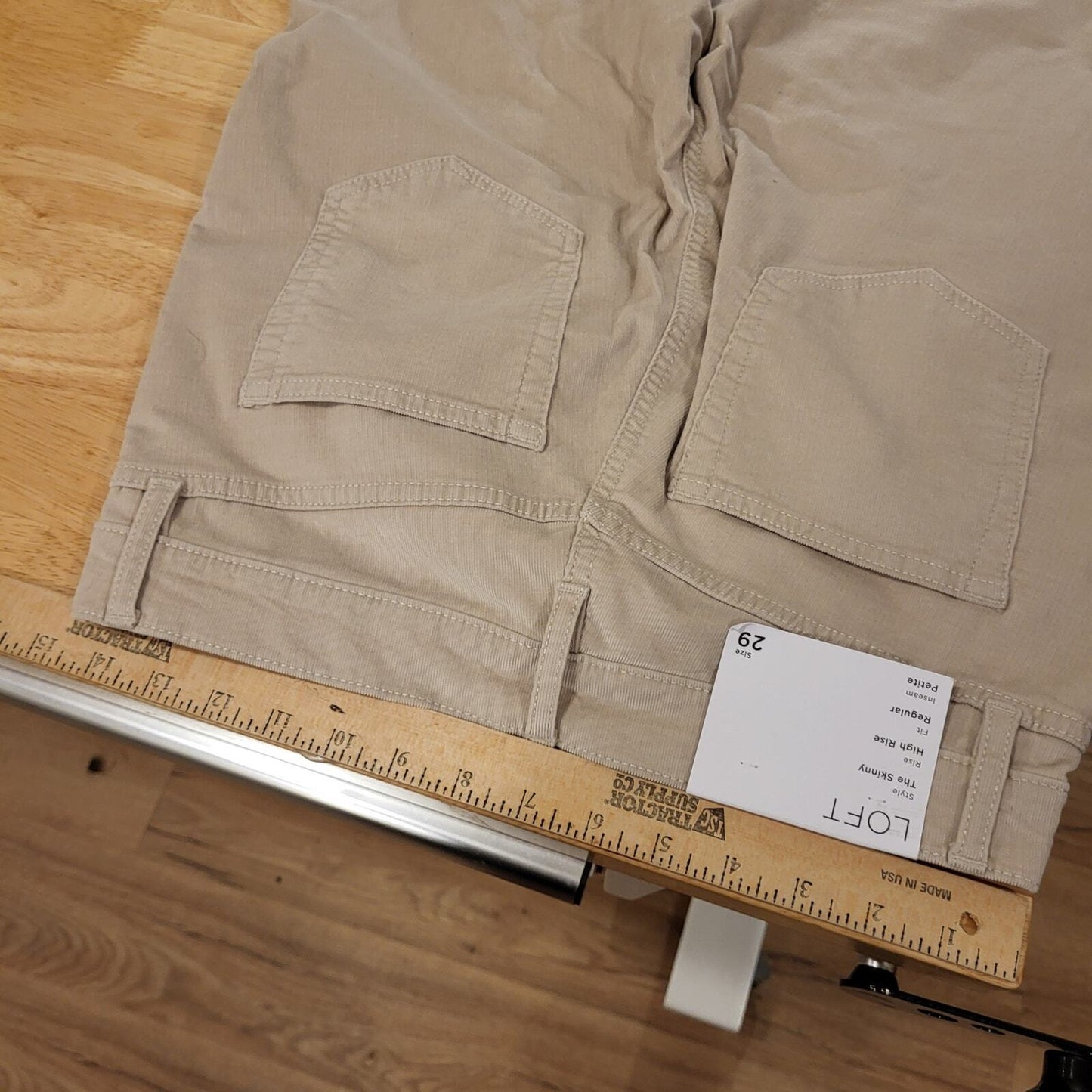 NWT Loft The Skinny High-Rise Petite 29 Khaki Beige Corduroy  37" Length