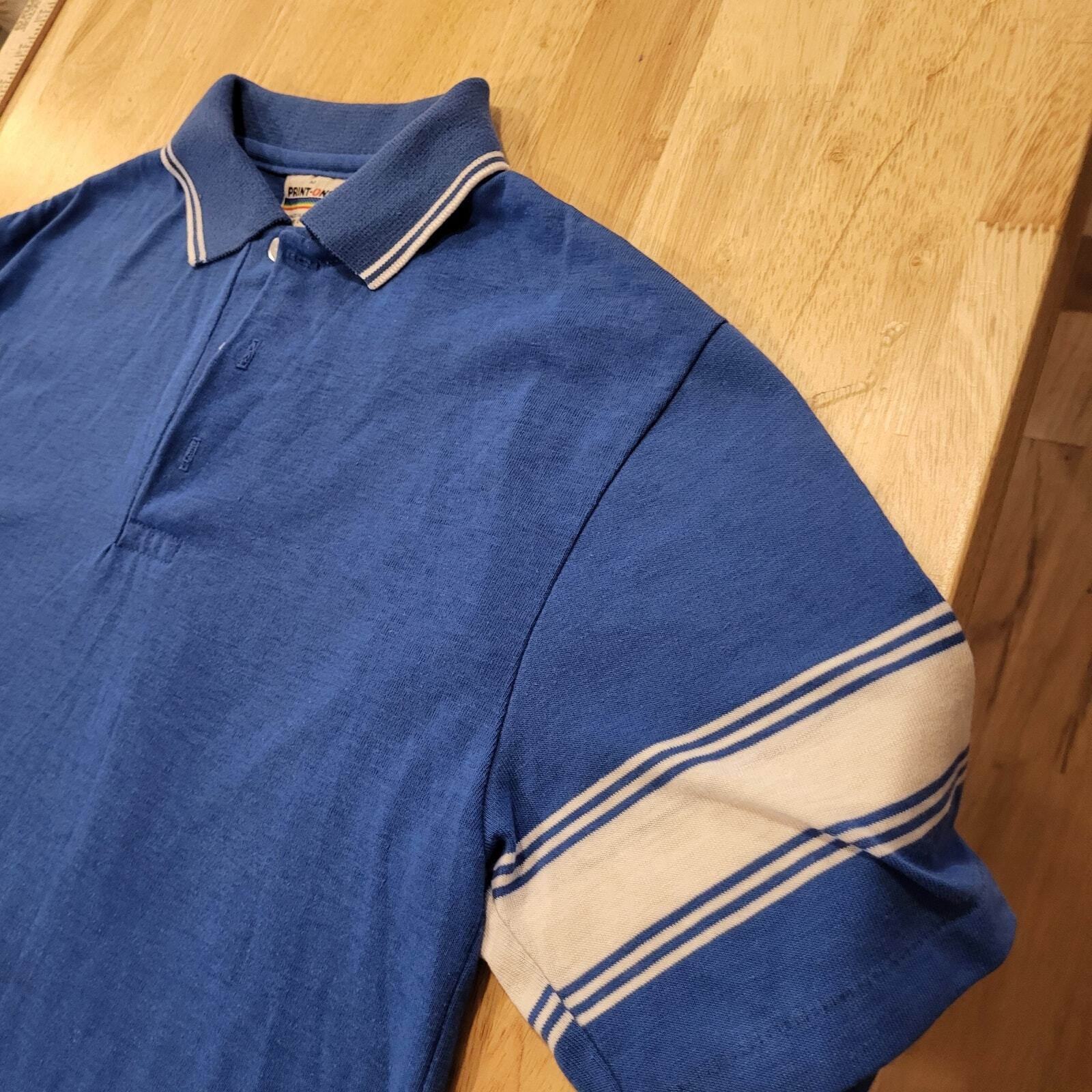 Vintage blue Golf Polo white striped Medium 18" pit 2 pit