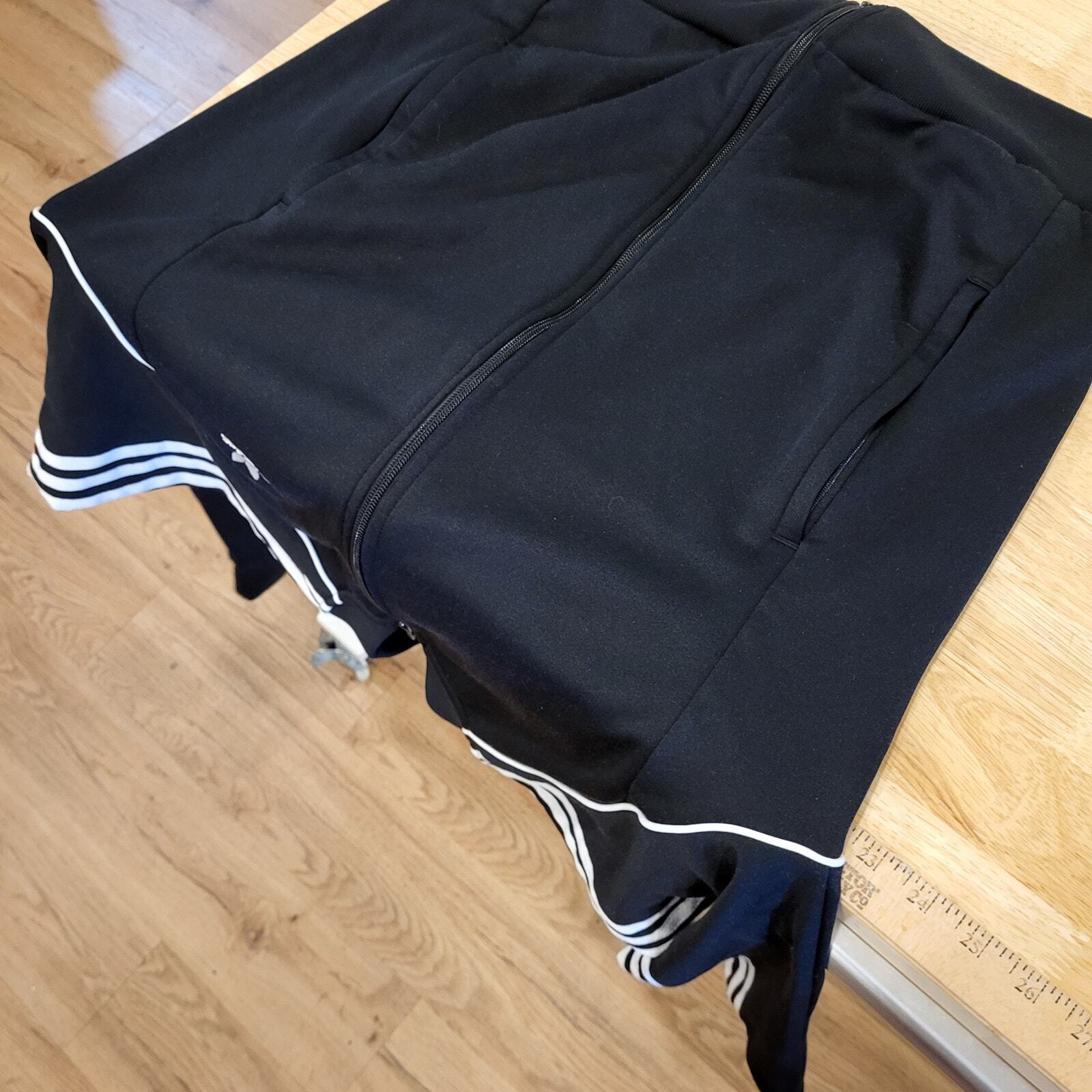 Large Adidas Originals Black Track Jacket long sleeve pockets zip