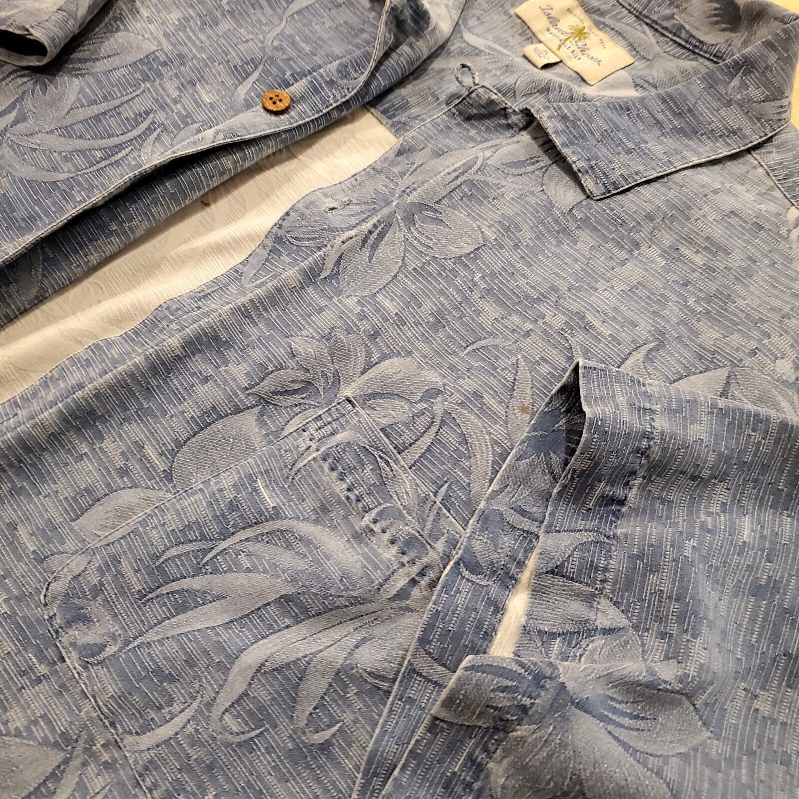 Blue Washable Silk Hawaiian Button Down XL Island Shores