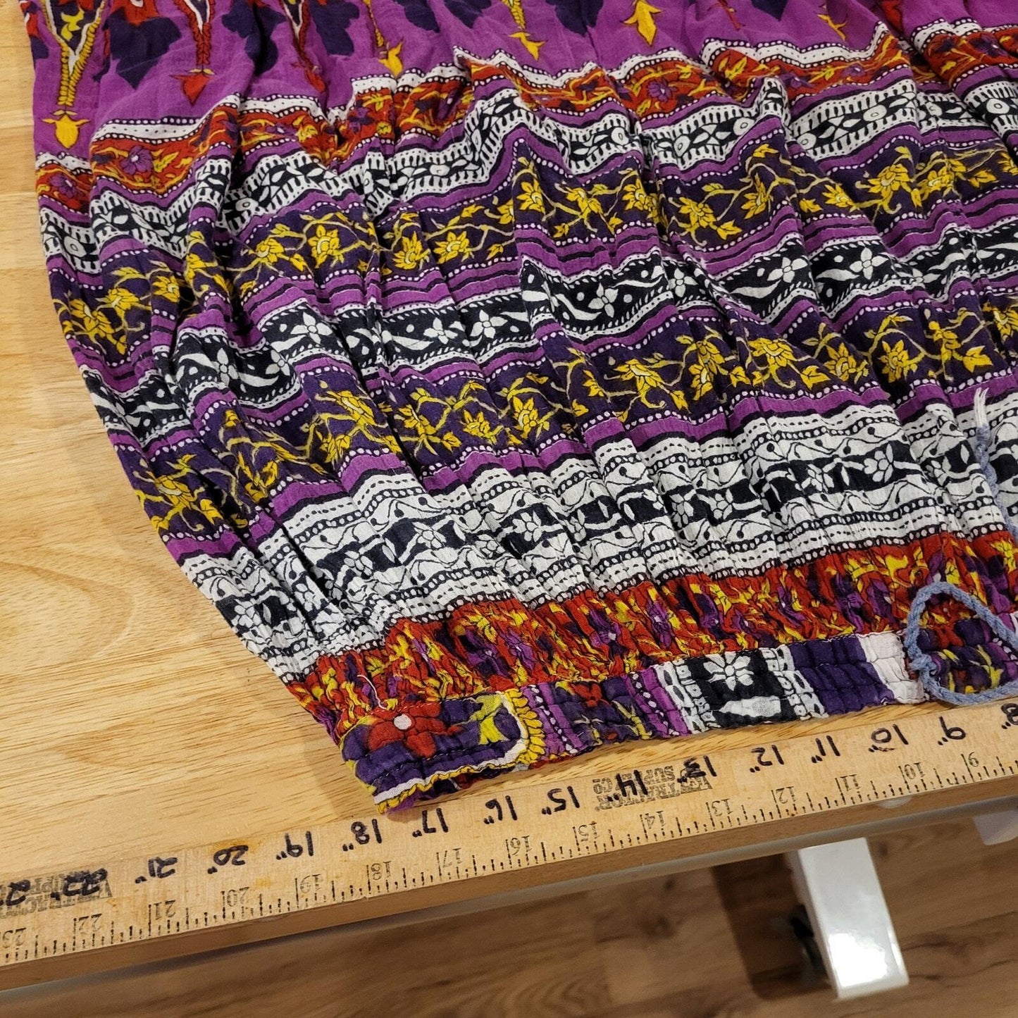 Lot of 2 Hippie Skirts Cotton Peasent Elastic Waist Long Bohemian Medium