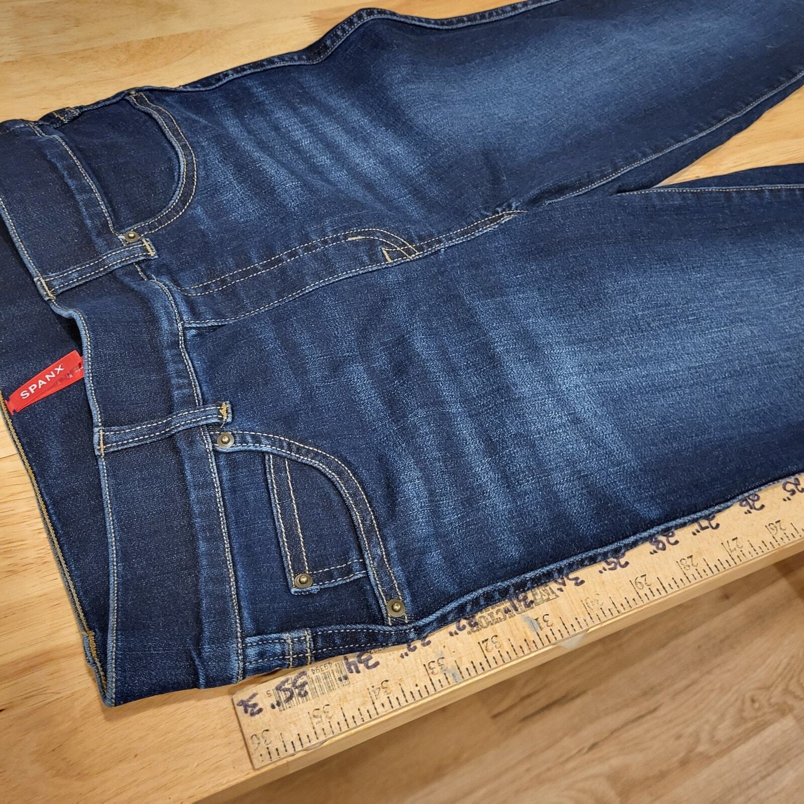 Spanx Skinny Jeans Small Medium Dark Wash Elastic Waist Slimming Compression