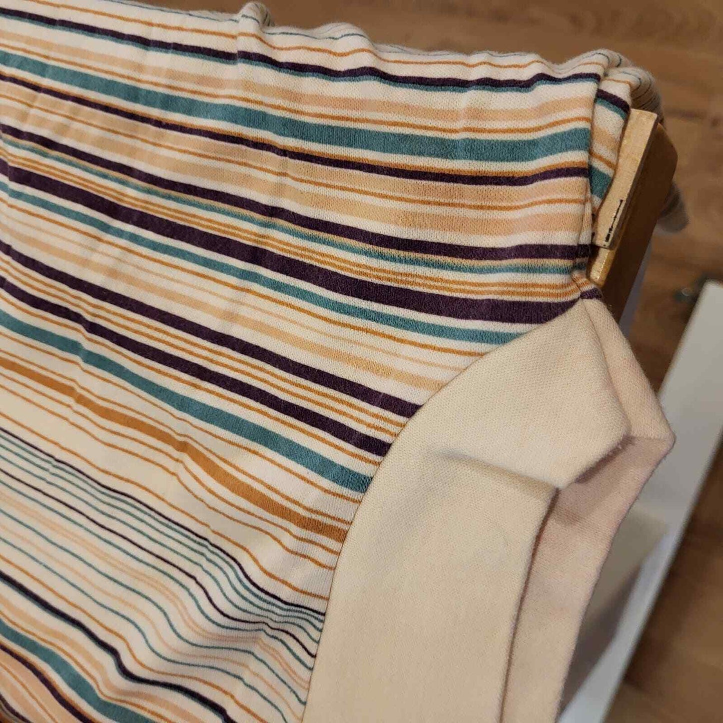 Vintage Pastel & Neutral Striped Collared Cap Sleeve Knit Top Button 