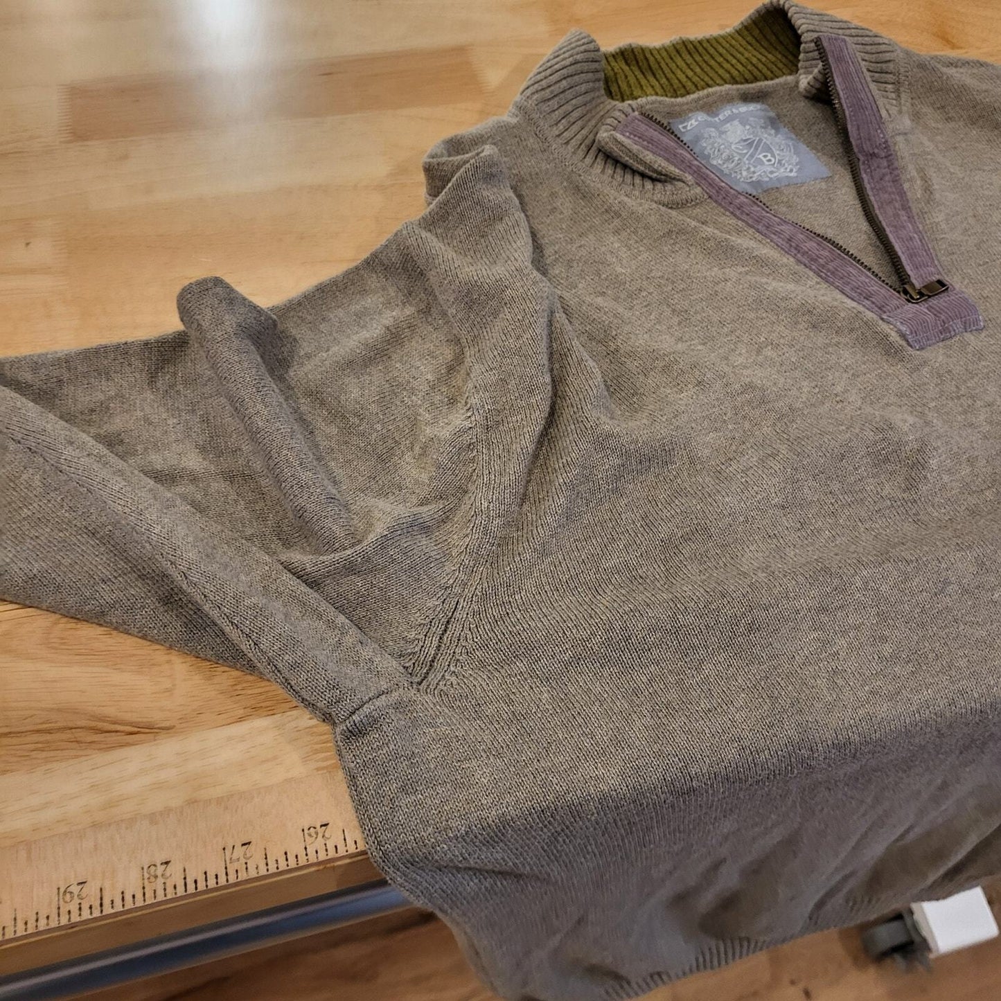XXL Cutter & Buck Pull over 1/4 Zip Brown Sweater Contrast Collar 