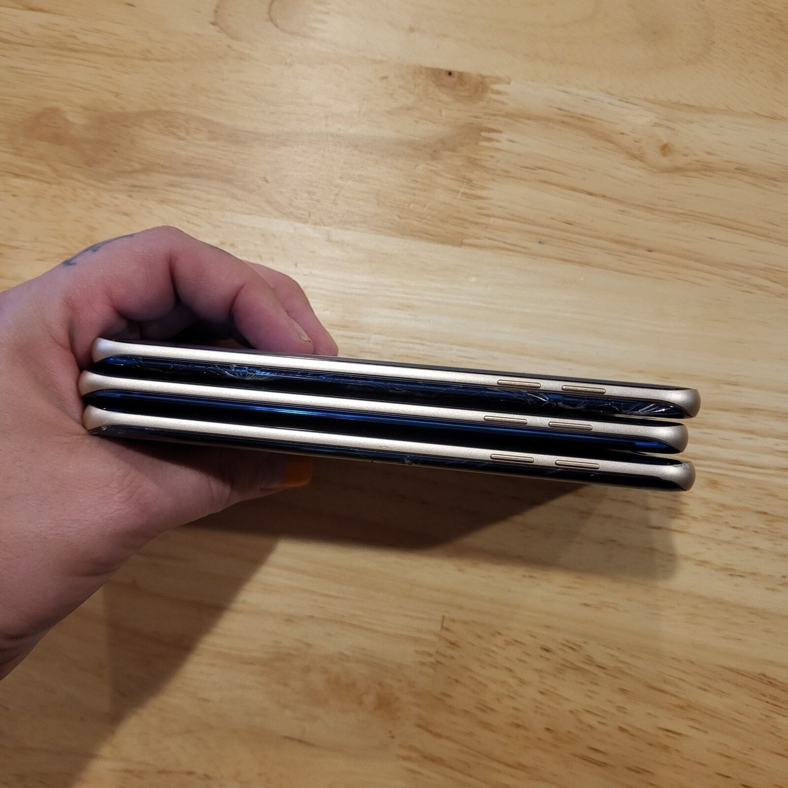 Lot of 3 Broken For Parts Samsung Galaxy S7 Edge Screen Damage on All 