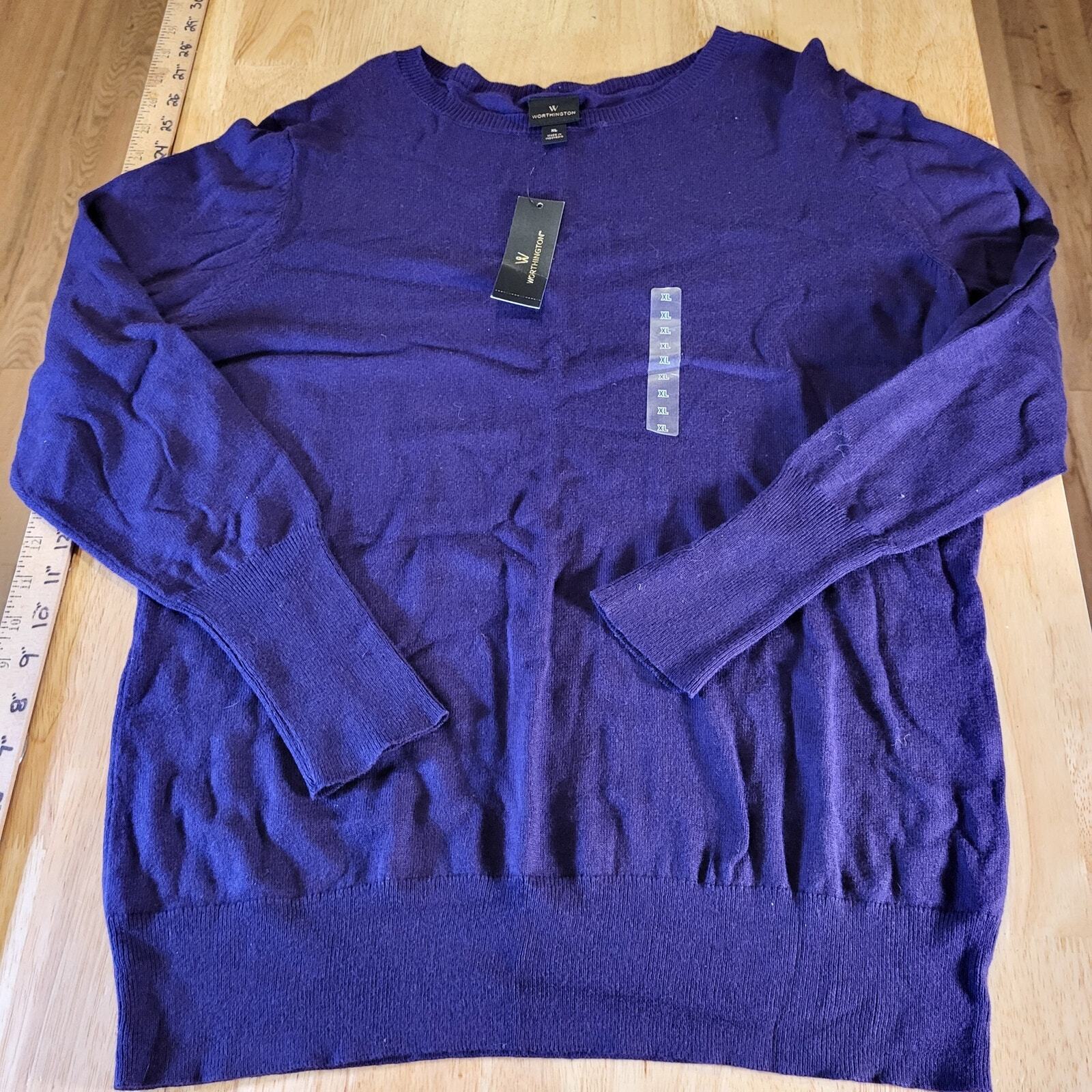 NWT Purple Knit Long SLEEVE Worthington  Sweater 20" P2P