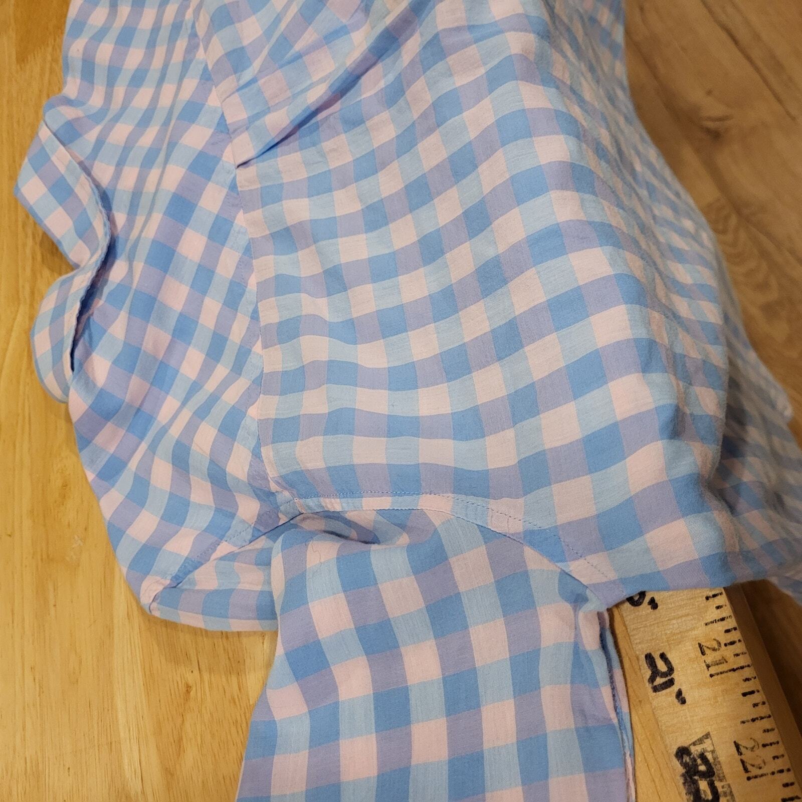 Vineyard Vines Pink & Blue Gingham Collared Button Down Size 4 Long Sleeve