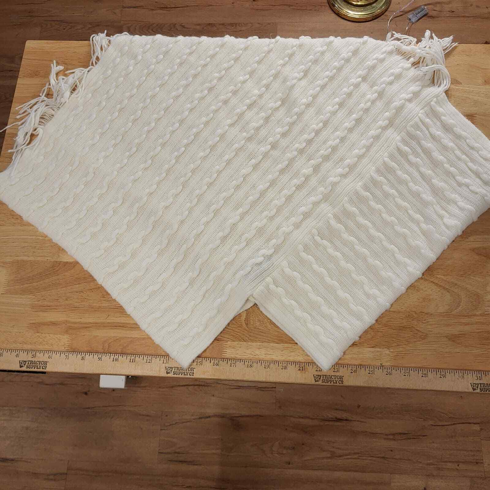 White Knit Over The Head Shawl Poncho