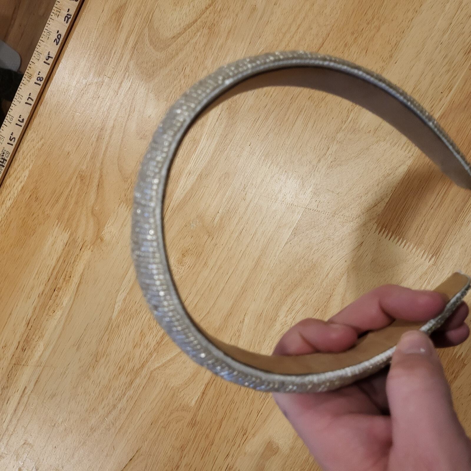 Silver Beaded Headband Never Worn One Inch Wide