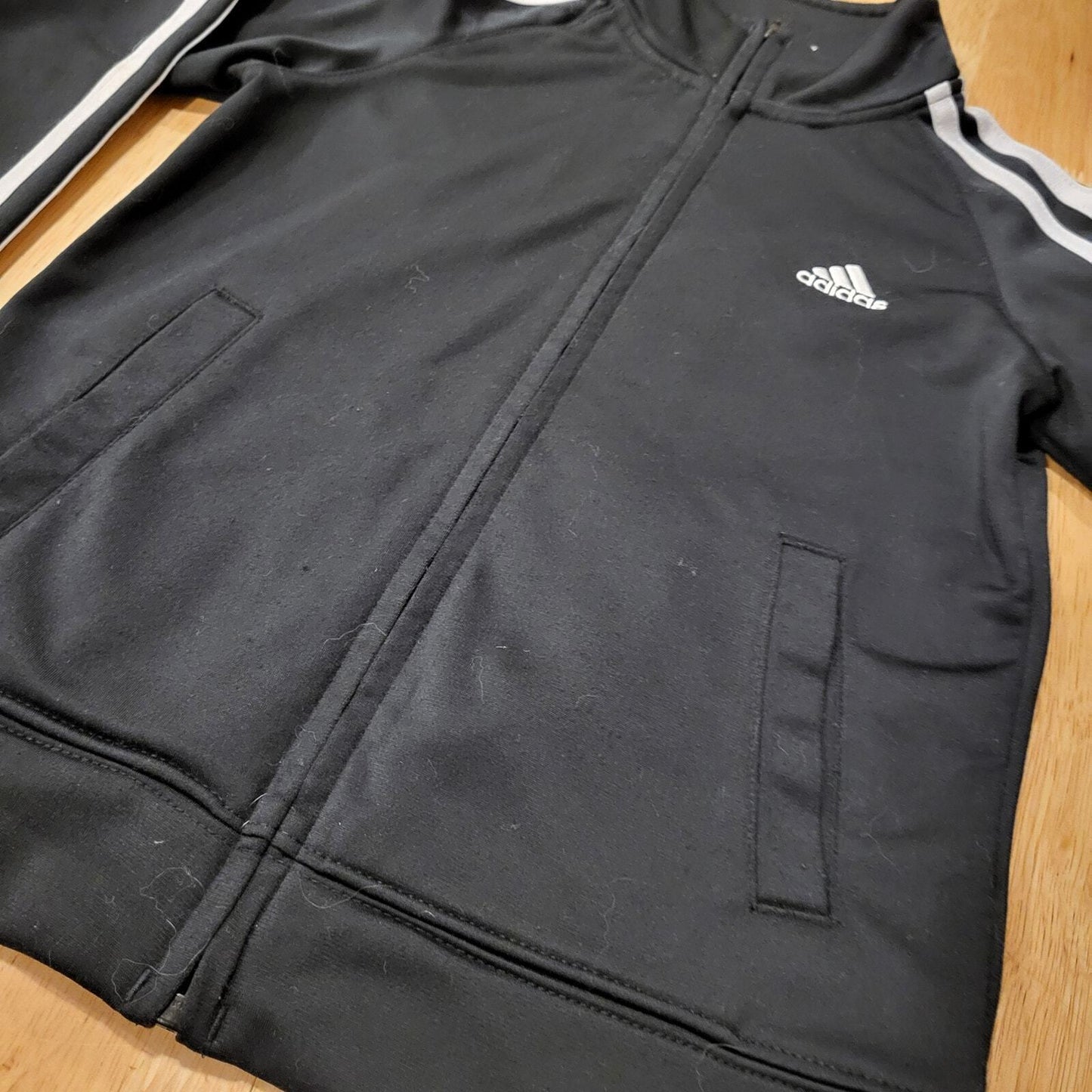 Adidas 3 Stripe Kids Zip Front Soccer Jacket Back Detail Size 5