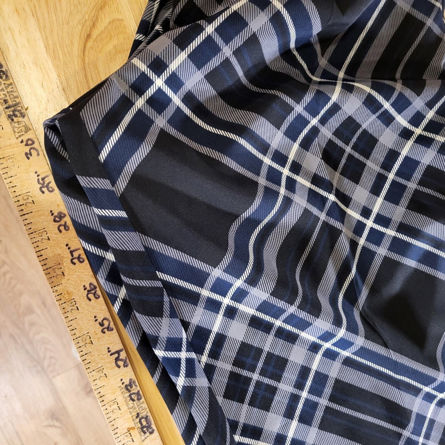 Nwt Cato Blue Plaid Wide Leg High Waisted Rayon Pants Size 14 32" Waist