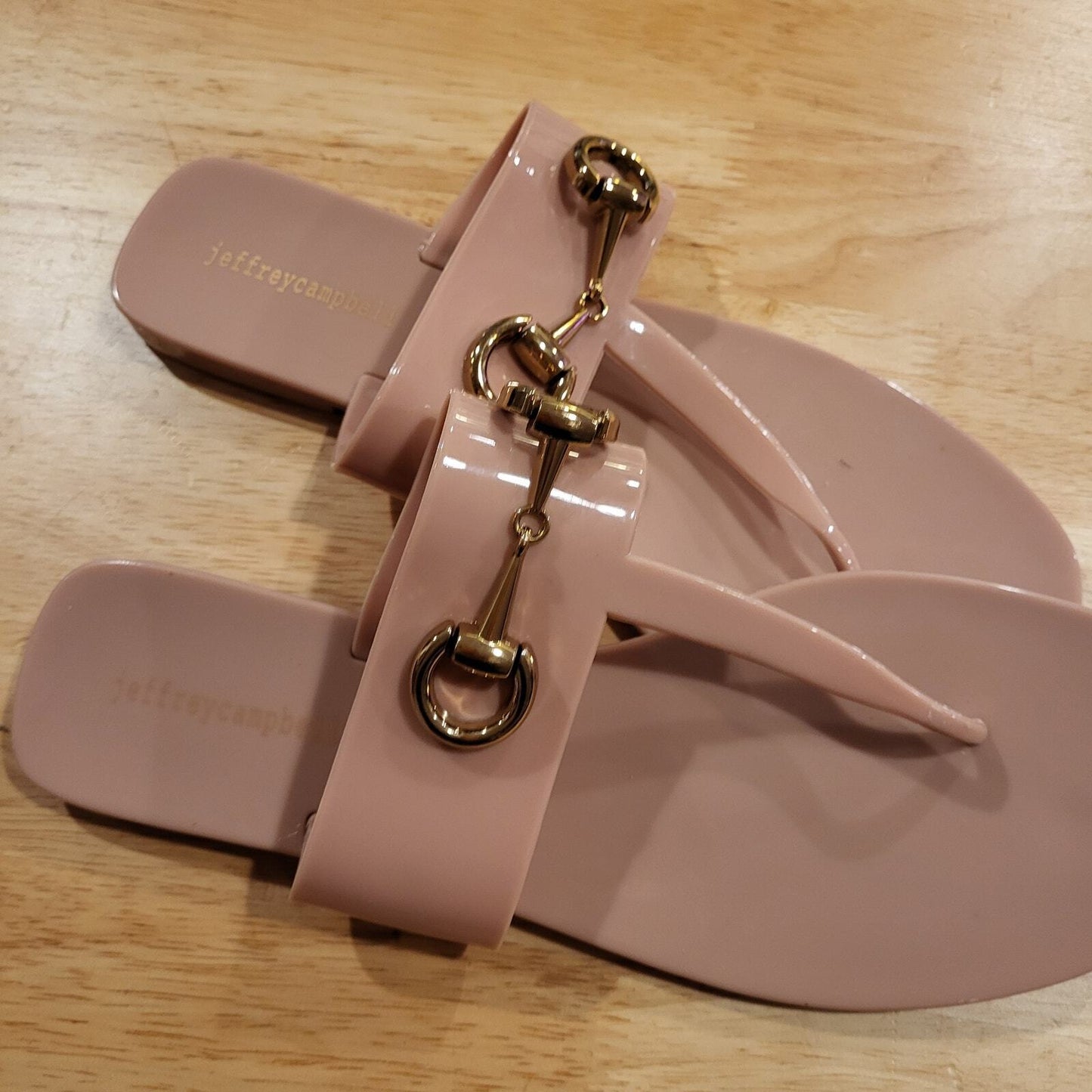 New Without Tag Jeffery Campbell Nude Gold Sandel Jelly USA 10 Eur 41 10"
