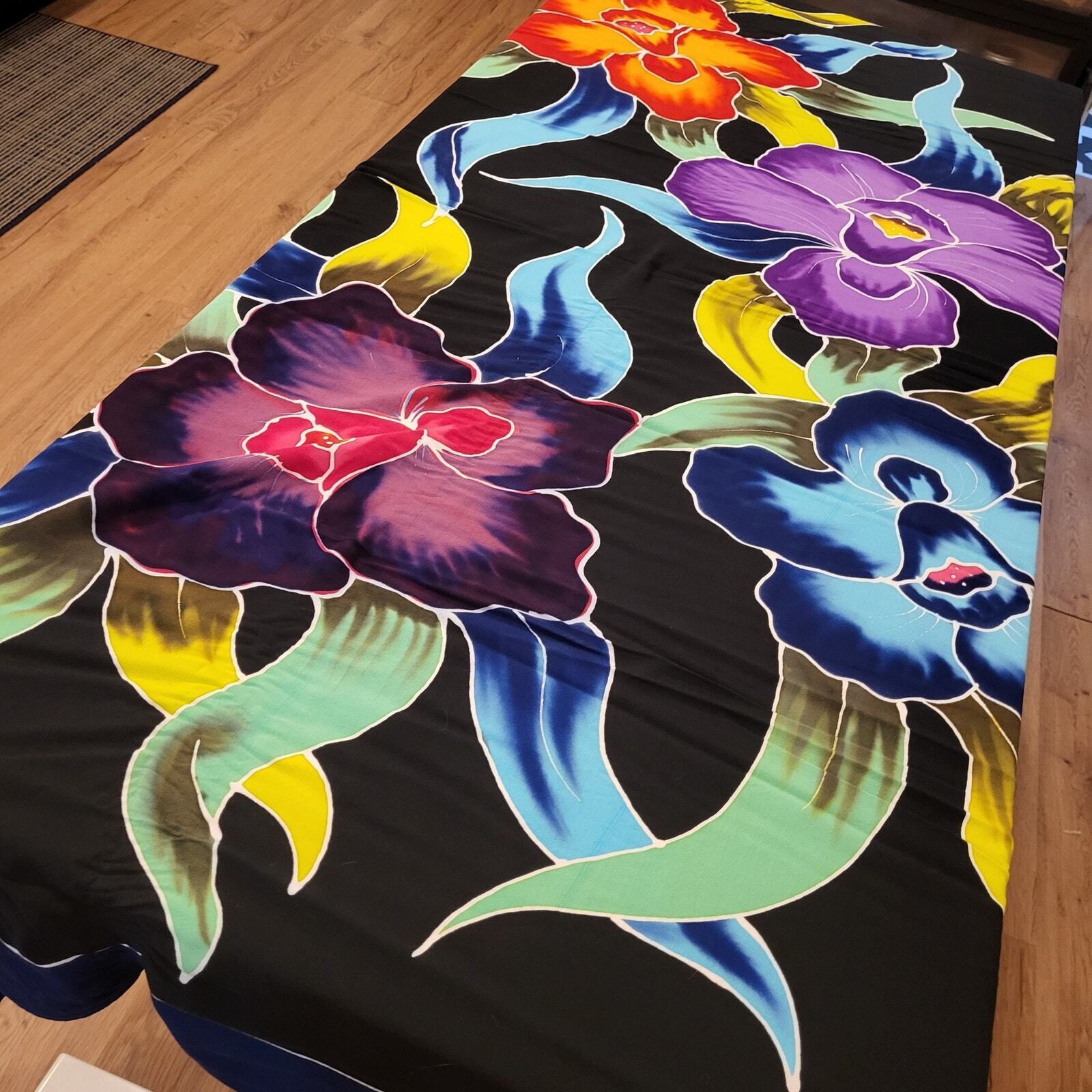 Floral Batik Beach Wrap Scarf Shawl Coverup 45"x64"