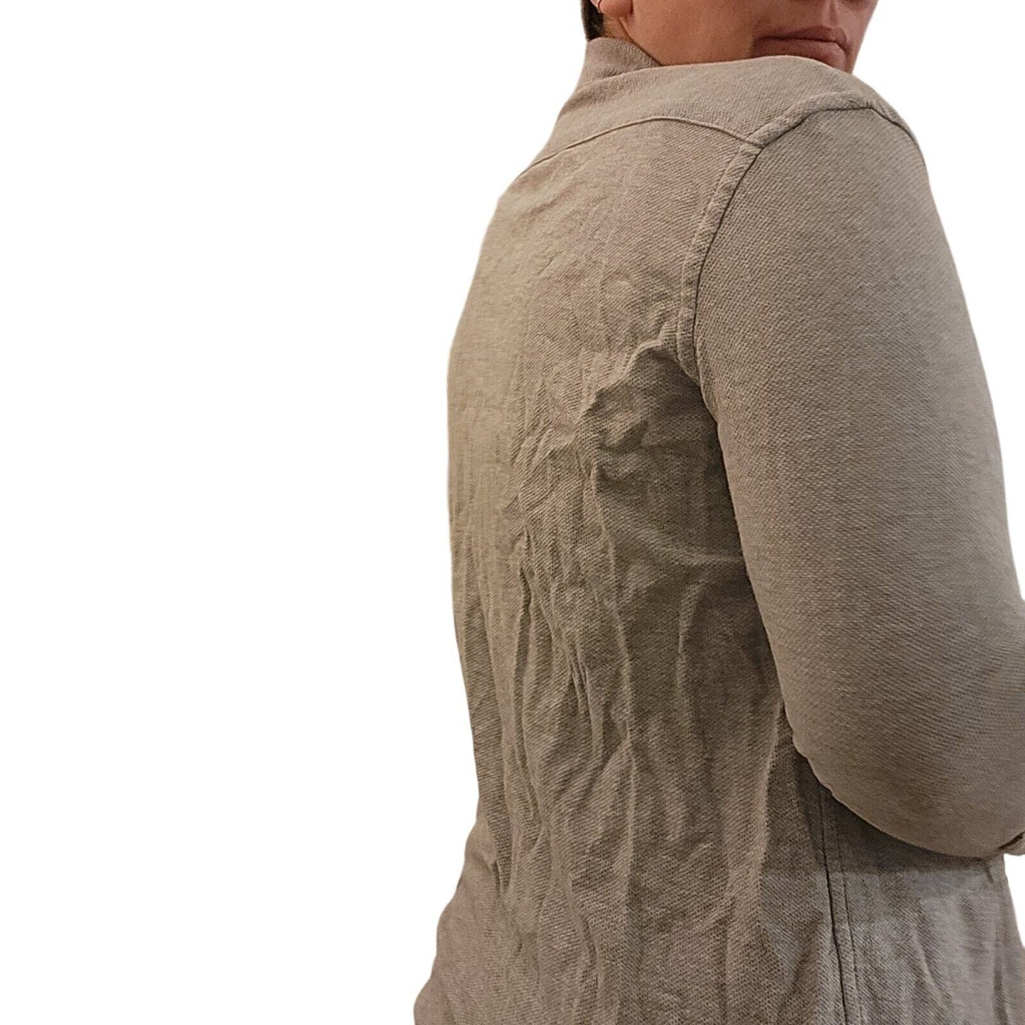 Heather Gray Waffle Knit Women's PS Button Down Collar Shirt Long Sleeve