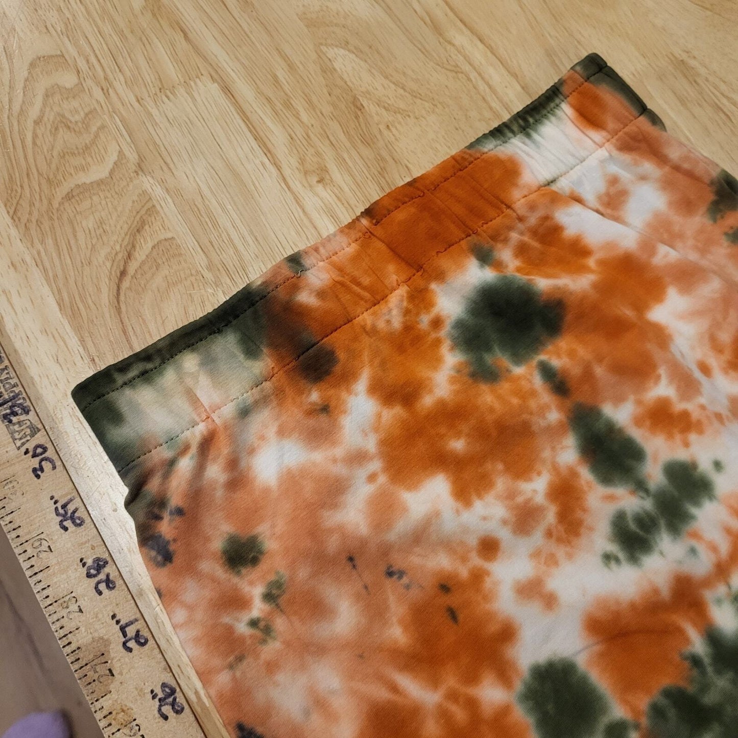 Orange & Blue Tie Dye Jersey Knit Pencil Skirt 24" Waist 31" Long