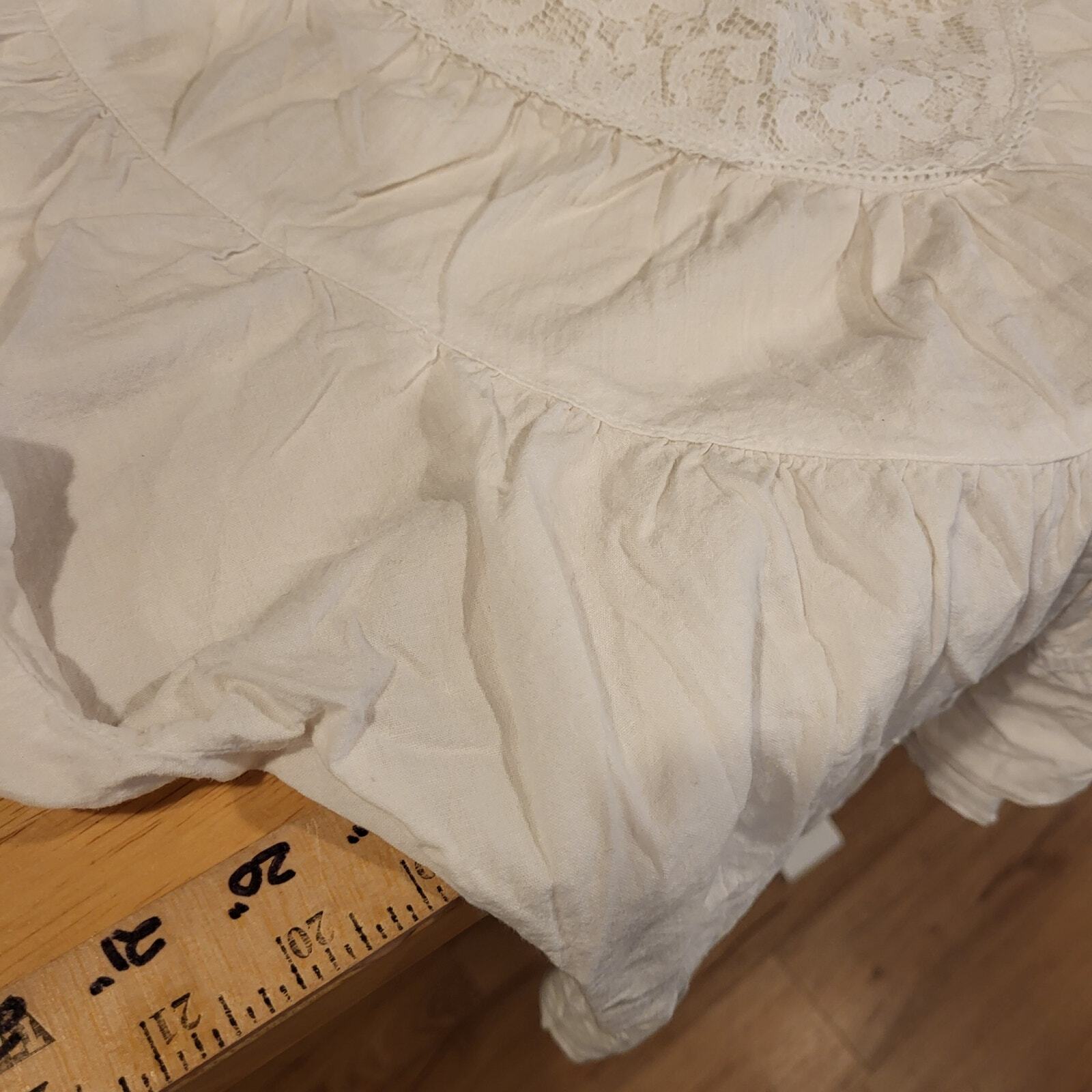 Byer California Cotton Lace Wing Sleeve White Blouse 19" Pit2Pit Small