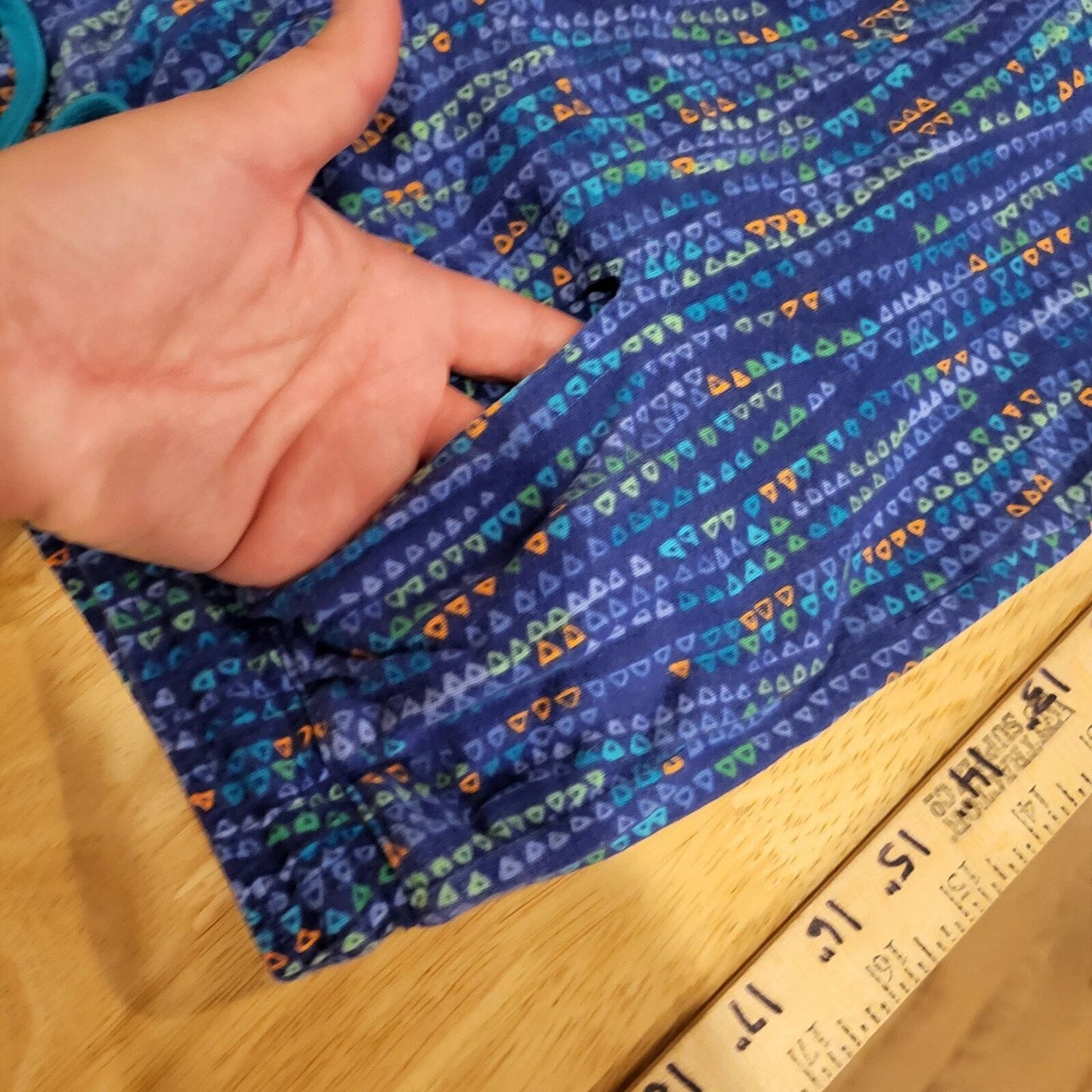 Axcess By Liz Claiborn 100% Cotton Vintage Geometric Blue Knit Elastic Waist