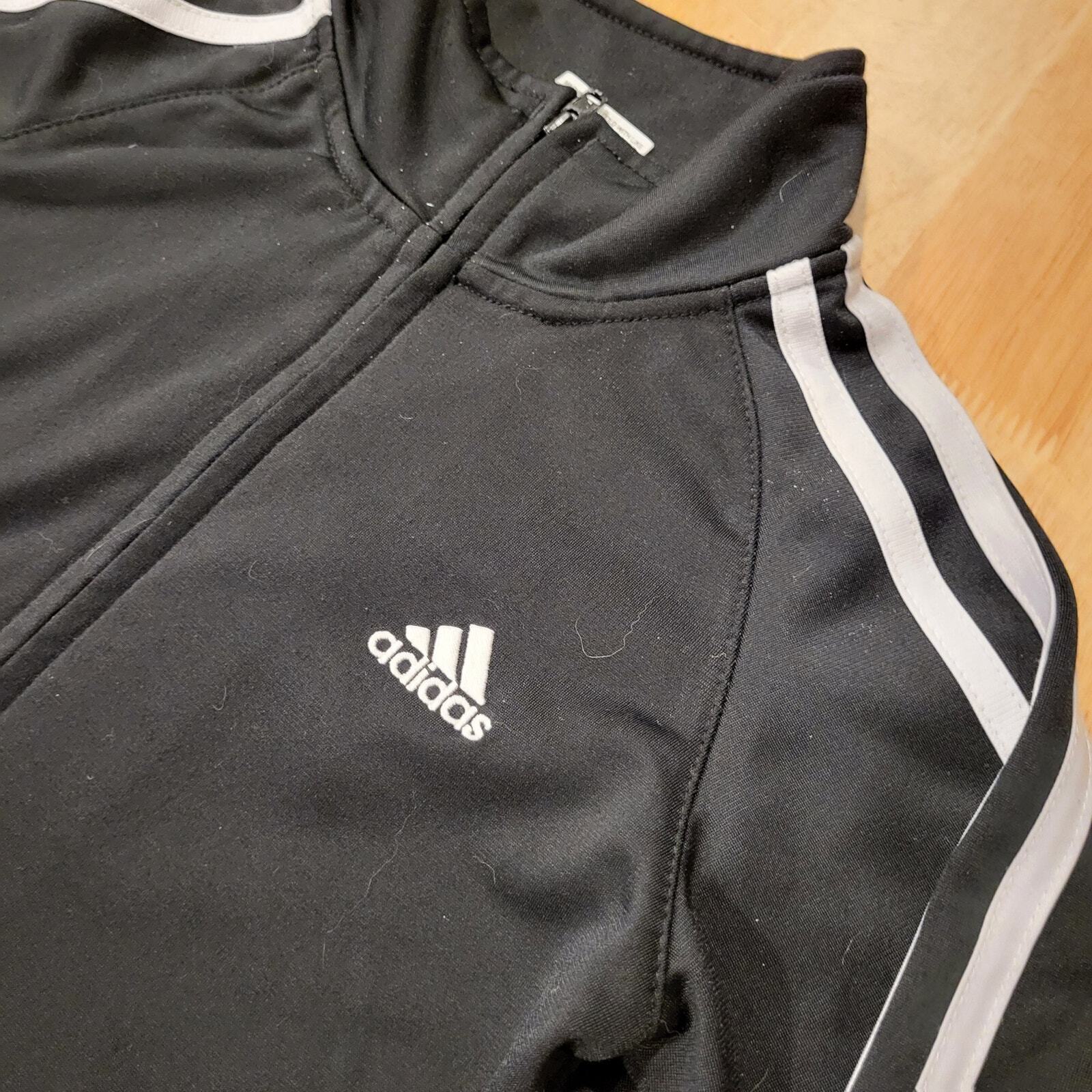 Adidas 3 Stripe Kids Zip Front Soccer Jacket Back Detail Size 5