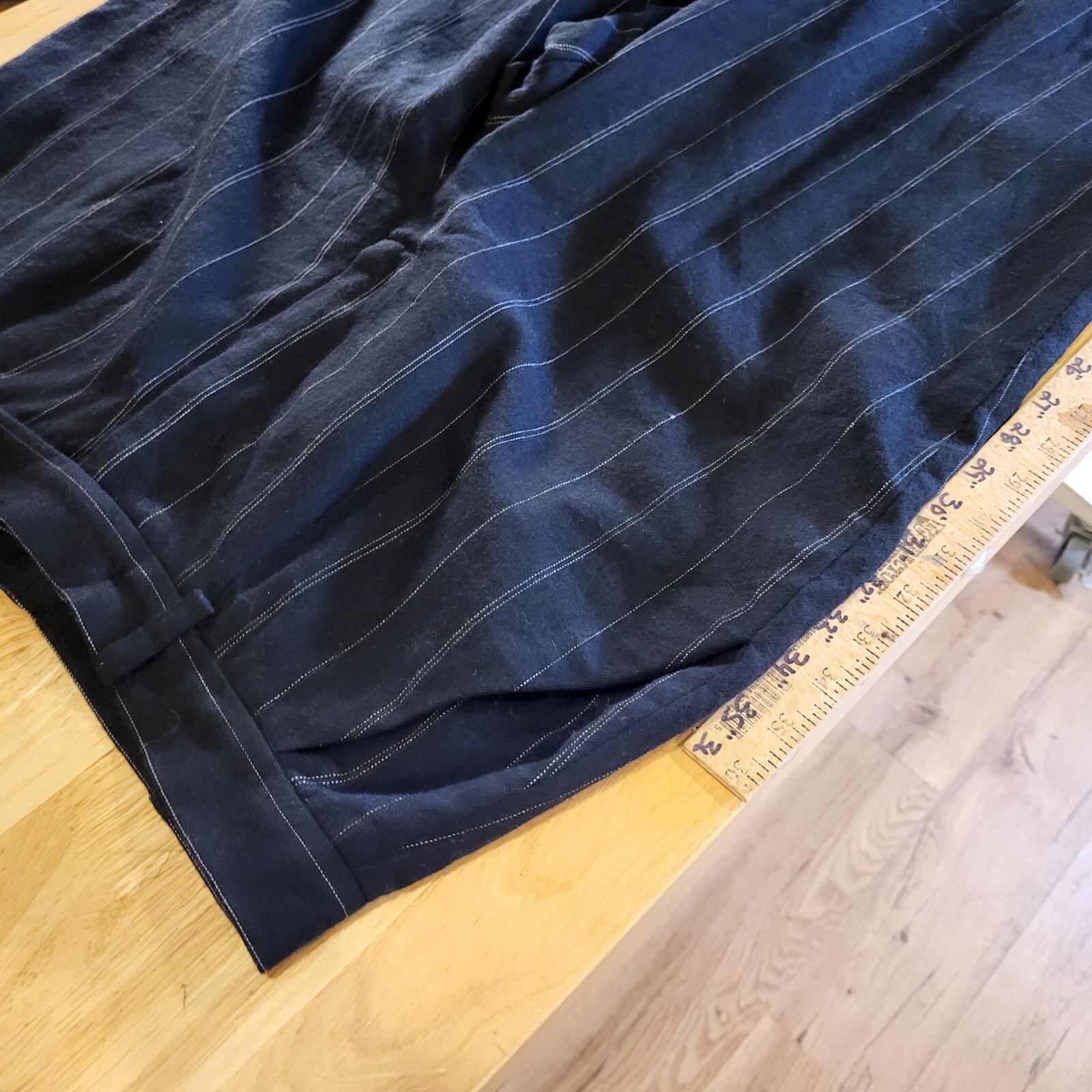 David N. 100% New Wool Woolmark Slacks Size 12 Blue Pinstripe Straight Pleated 