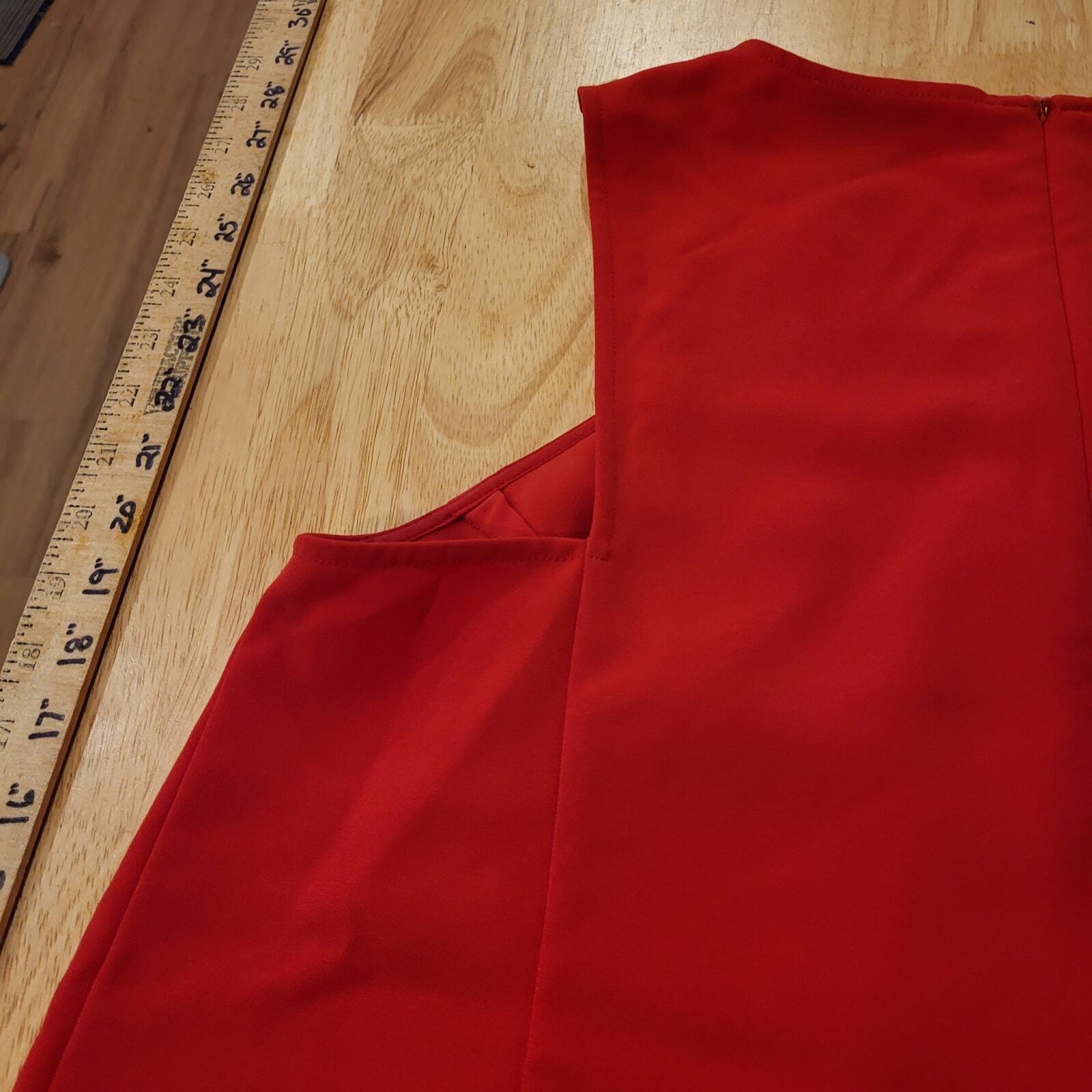 Red Doncaster size 8 Sleeveless Blouse Dart Detail  19" P2P 25" shoulder to hem