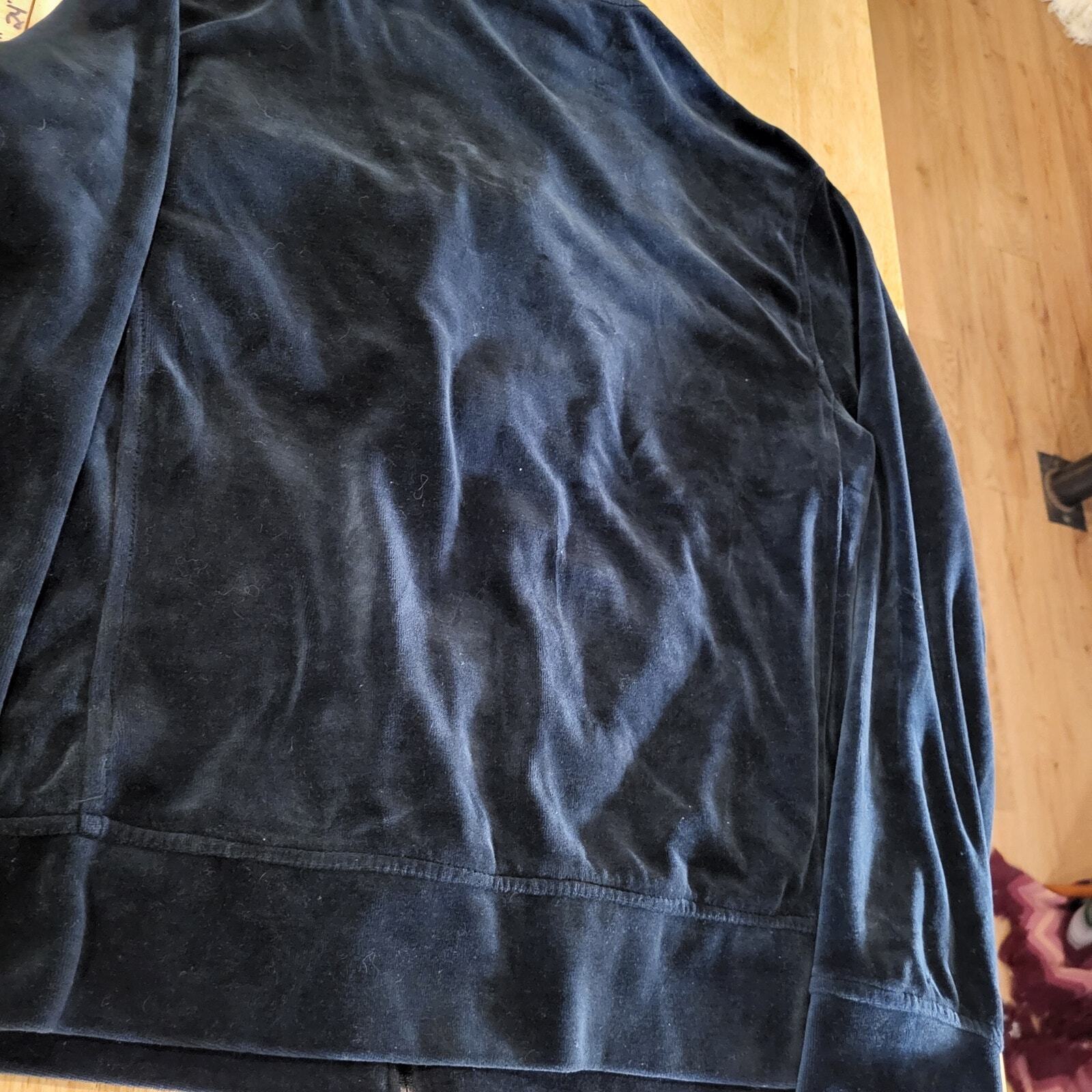 Black Terry Full Zip DKNY Track Jacket Cotton Blend Medium