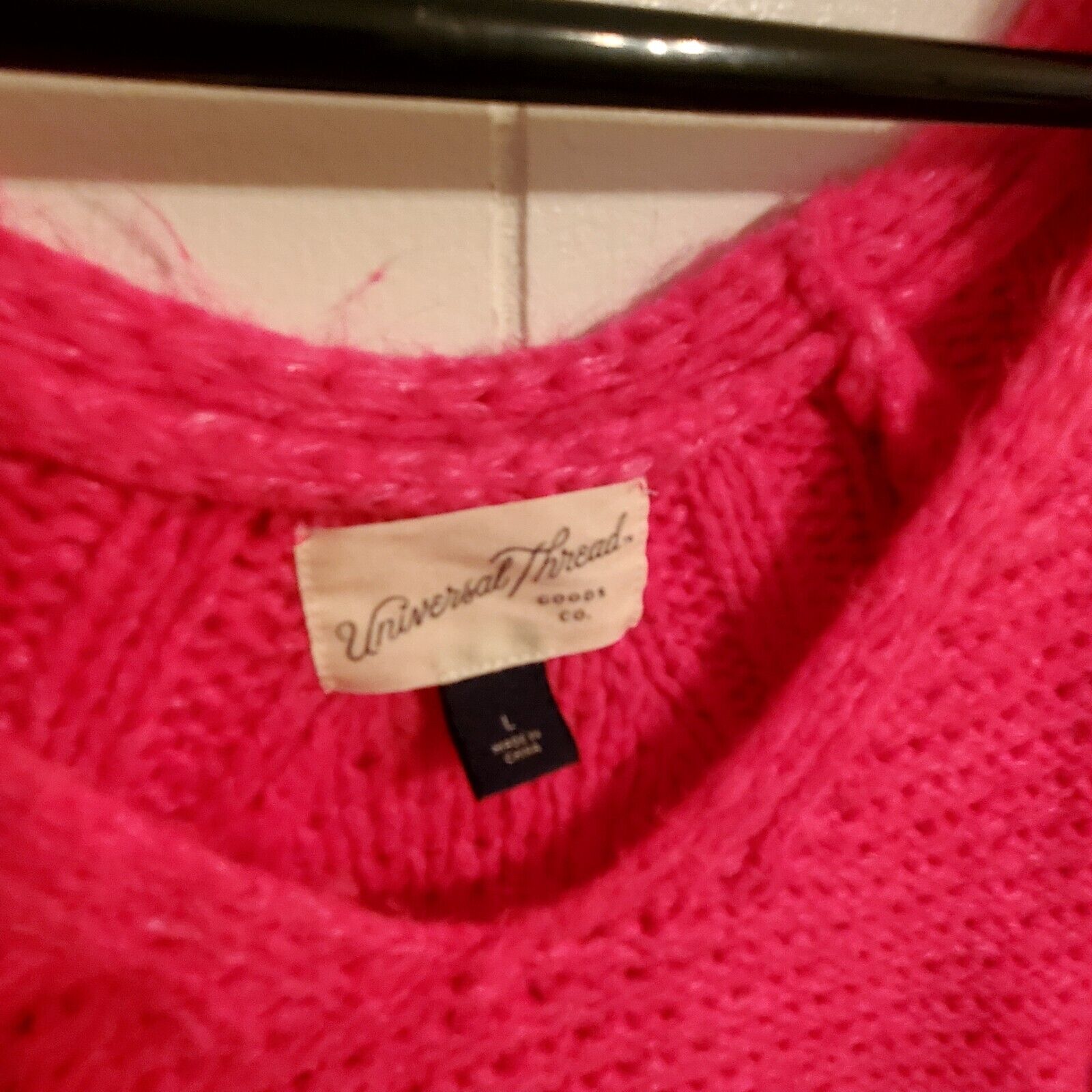 Fuscia Pink Universal Thread Acrylic Nylon Blend V Neck Sweater Large