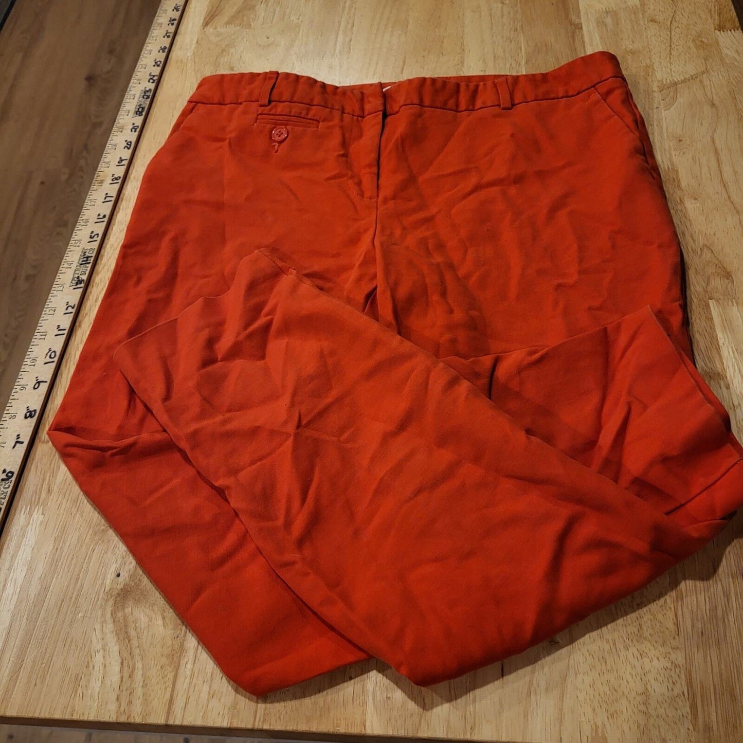 Van Heusen Studio Stretch Cotton Blend Red Trousers 25" Inseam Straight Leg