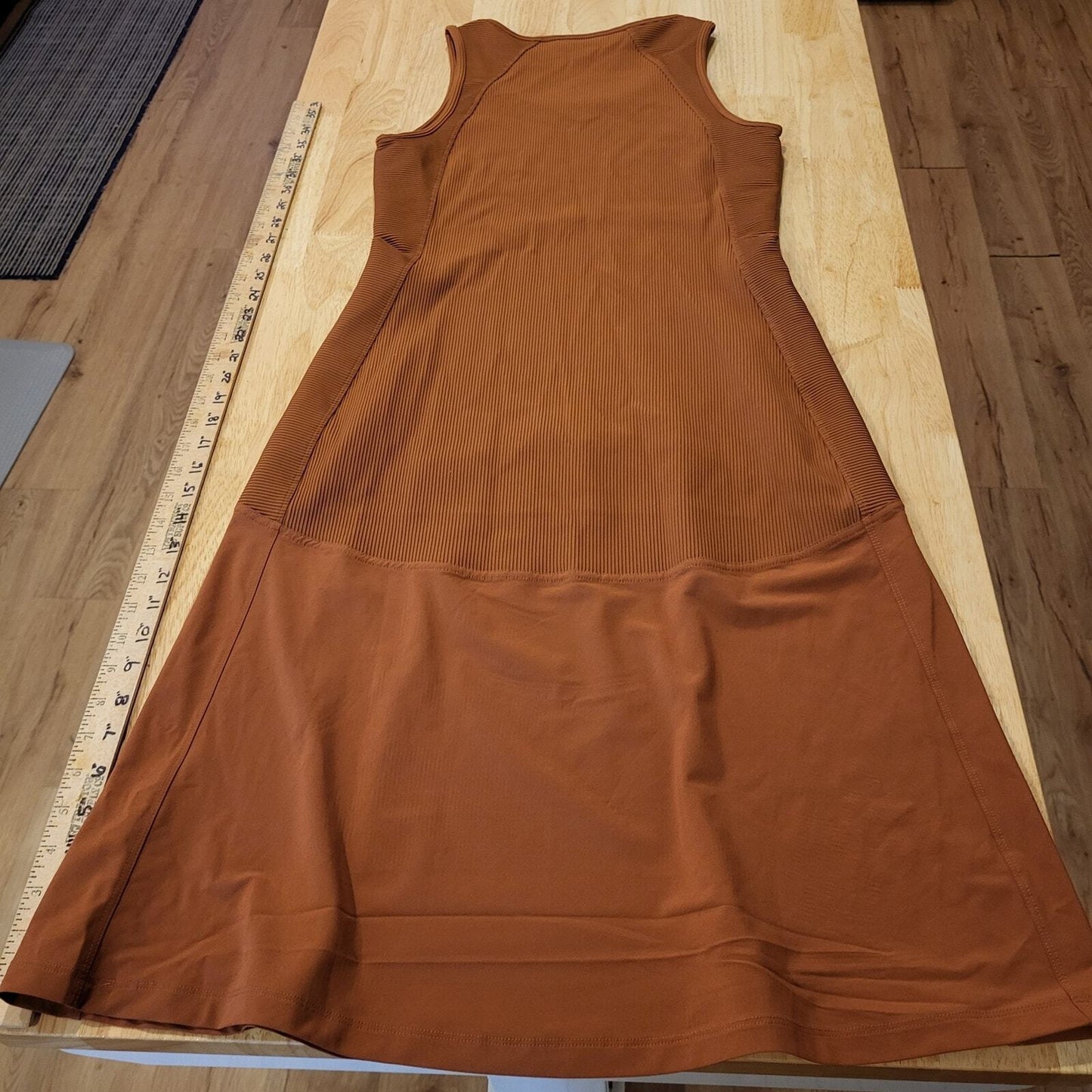 Brown Rust Ribbed Athleta Tank Dress Small 16" P2P 40" Long