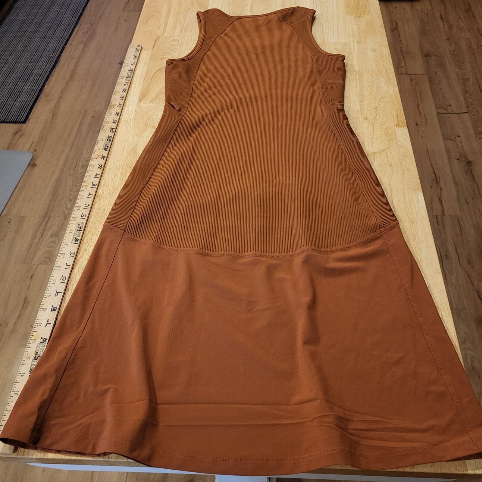 Brown Rust Ribbed Athleta Tank Dress Small 16" P2P 40" Long