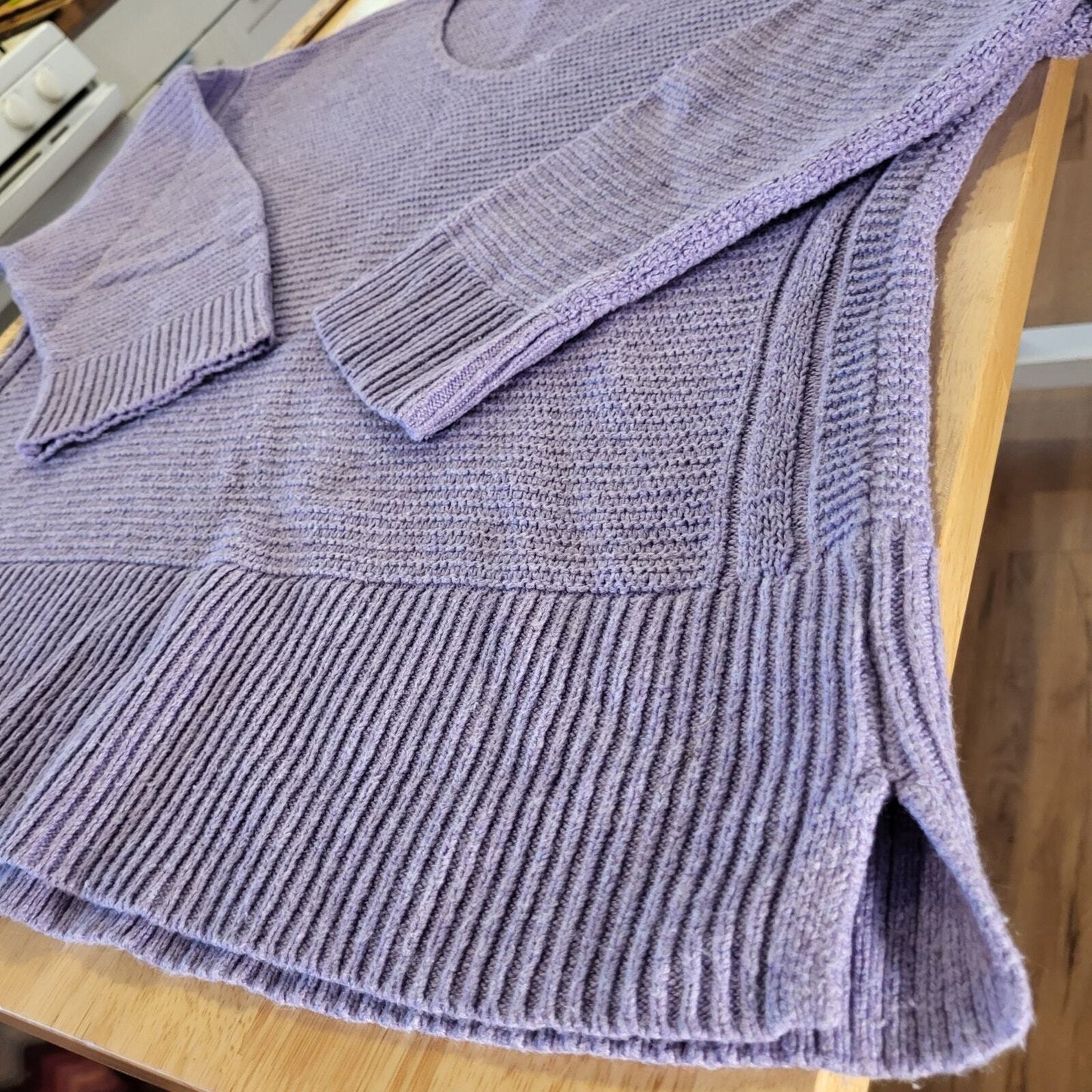 PureJill Cashmere Cotton Viscose Blend PURPLE Knit V-neck XL Sweater 23" P2P