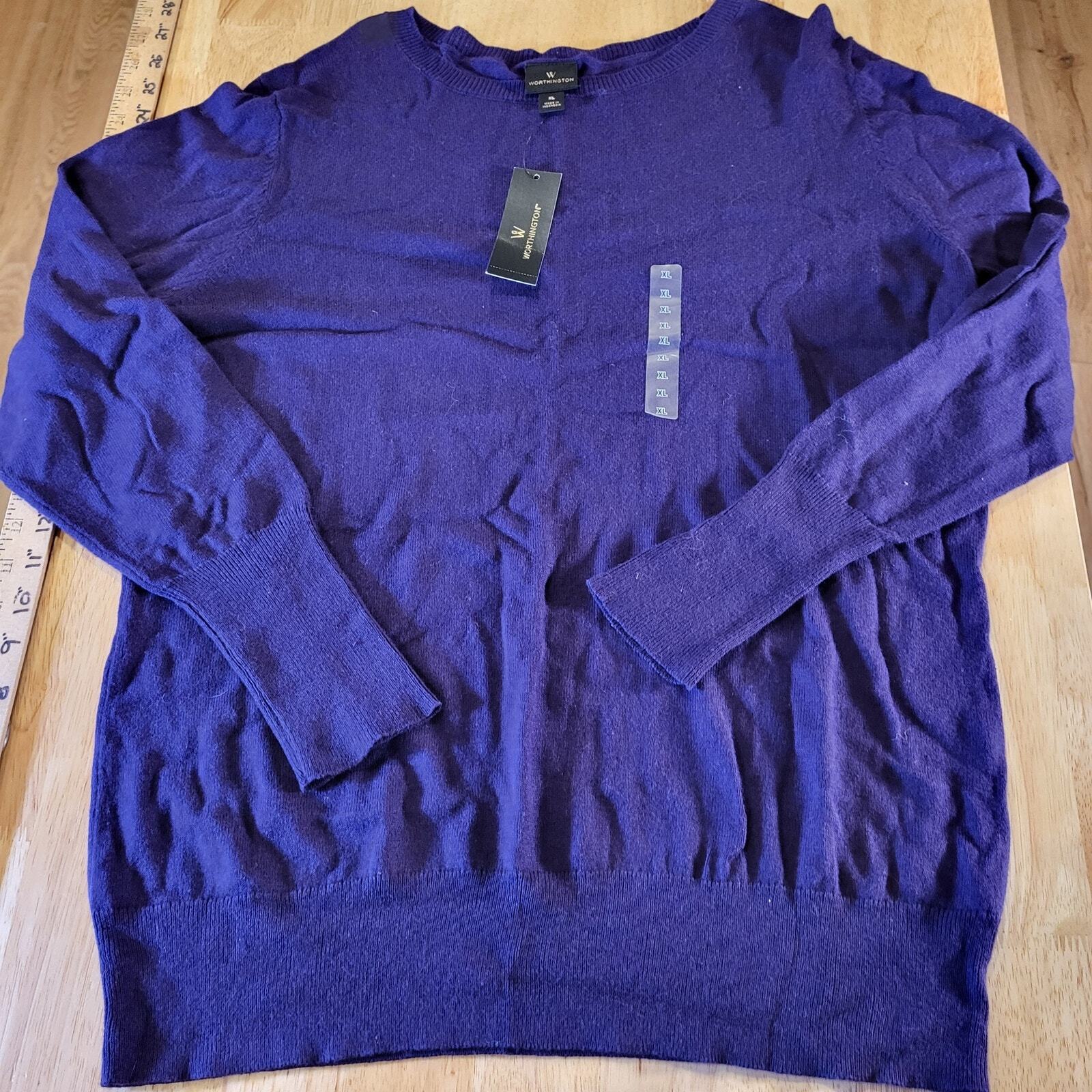 NWT Purple Knit Long SLEEVE Worthington  Sweater 20" P2P