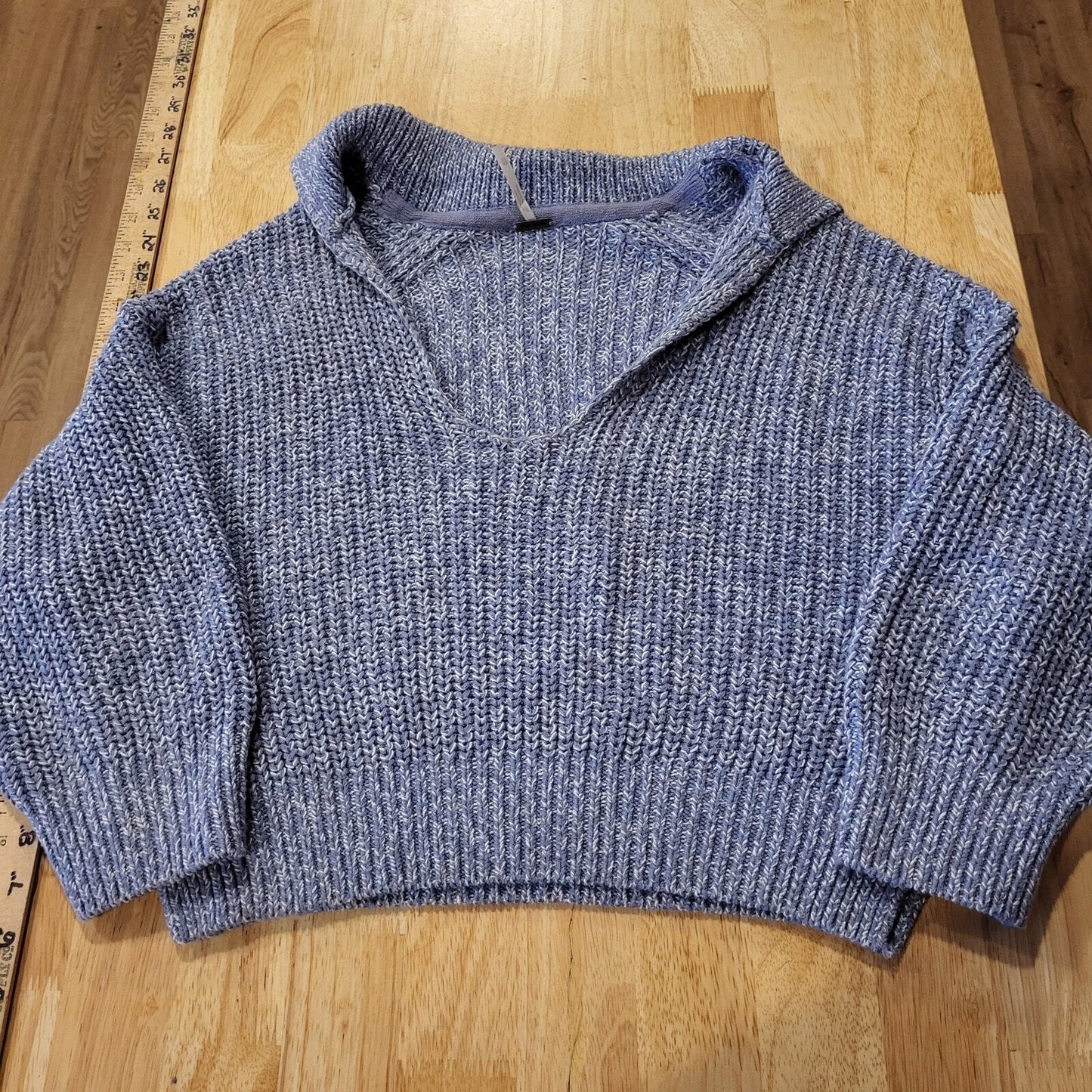 Free People Blue Collared Sweater Slouchy Super Cute Fit Soft XS