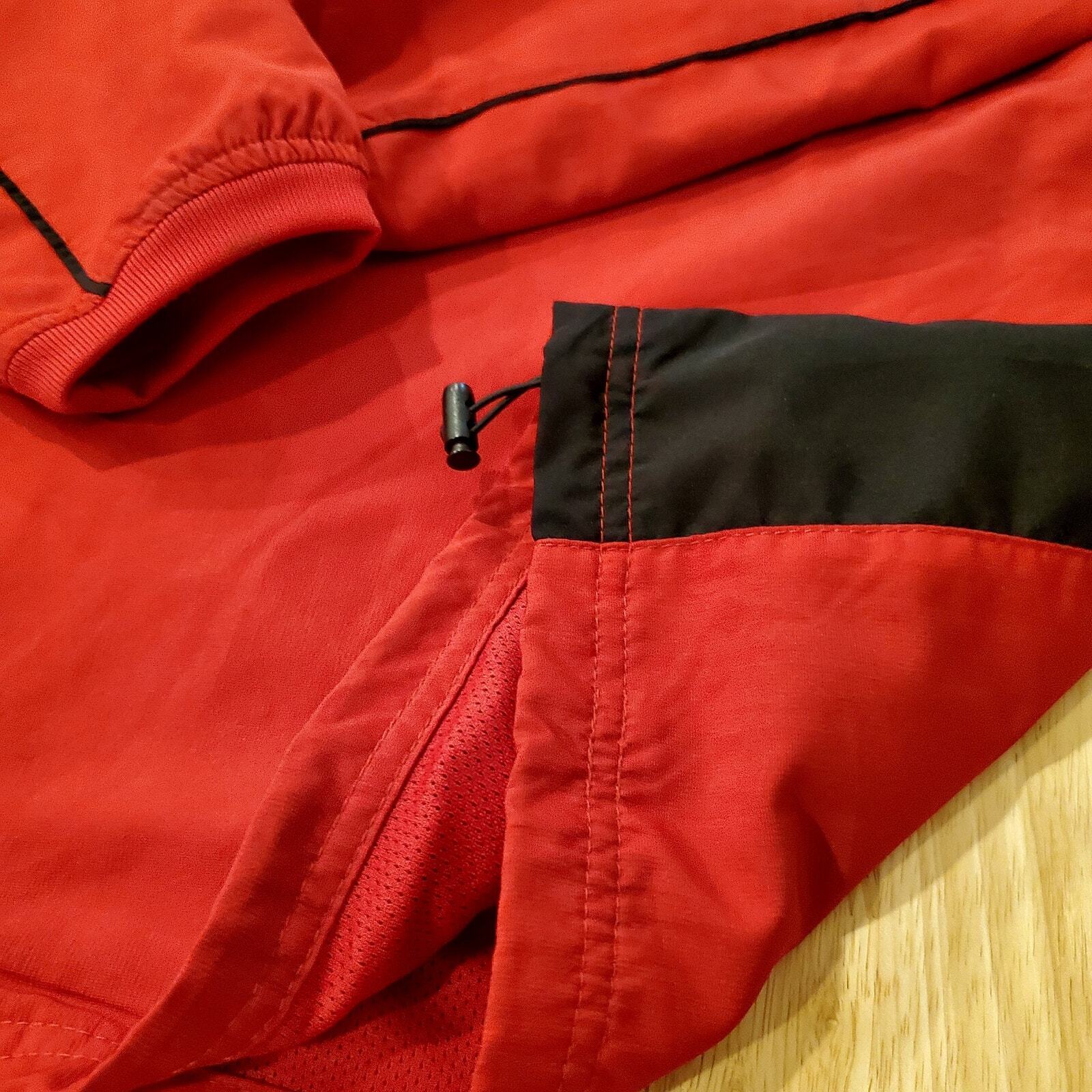 Vintage Starter V Neck Pullover Red Pockets Drawstring Hem Athletic XL