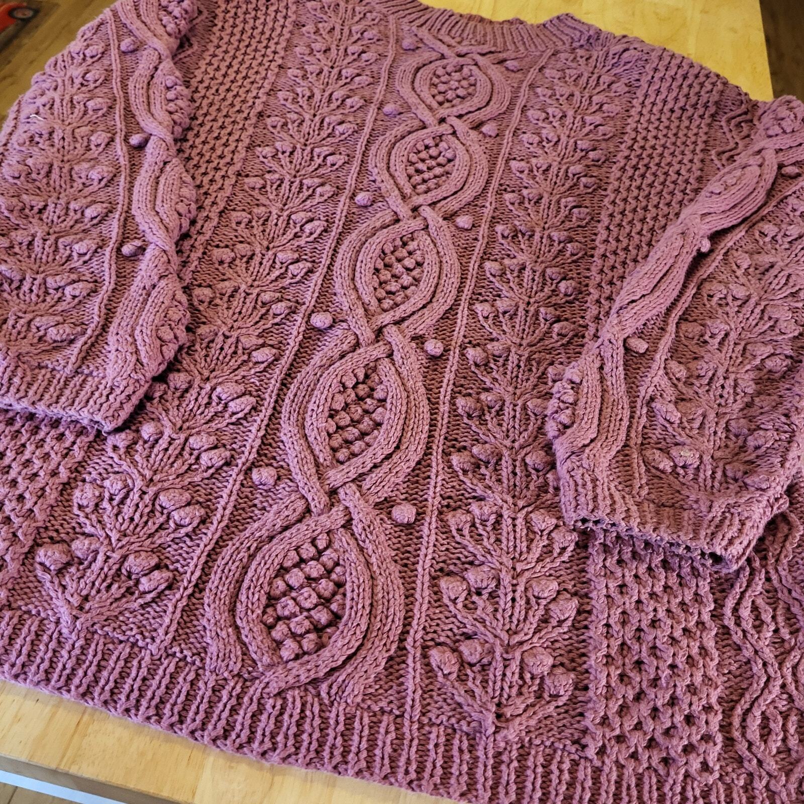 Vintage Express Tricot Handknit 55% Ramie 45% Cotton Pink Oversized Shoulder Pad