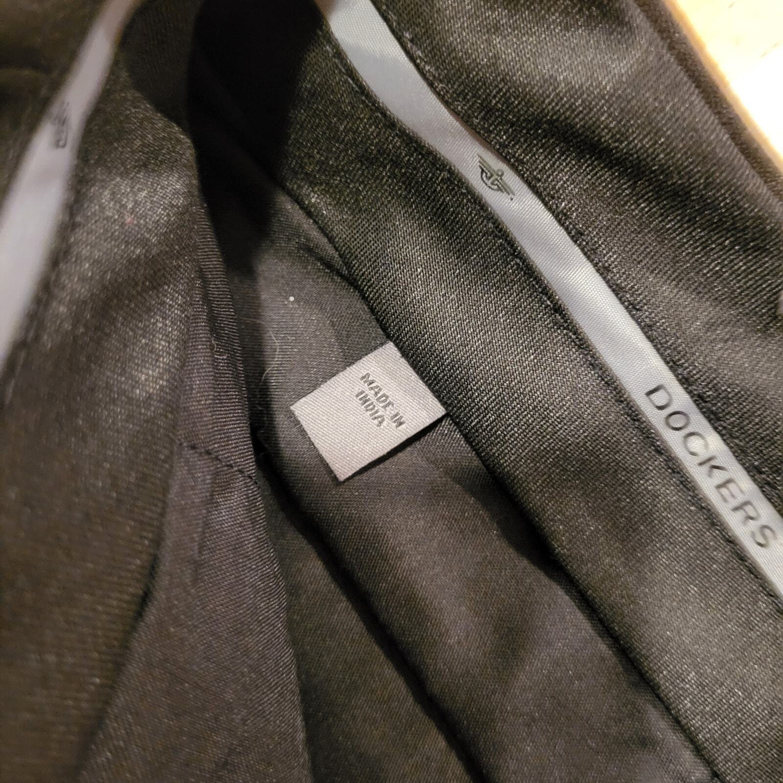 Dockers 32x30 Dress Pants Polyester Wool Blend Flat Front Gray Straight Leg
