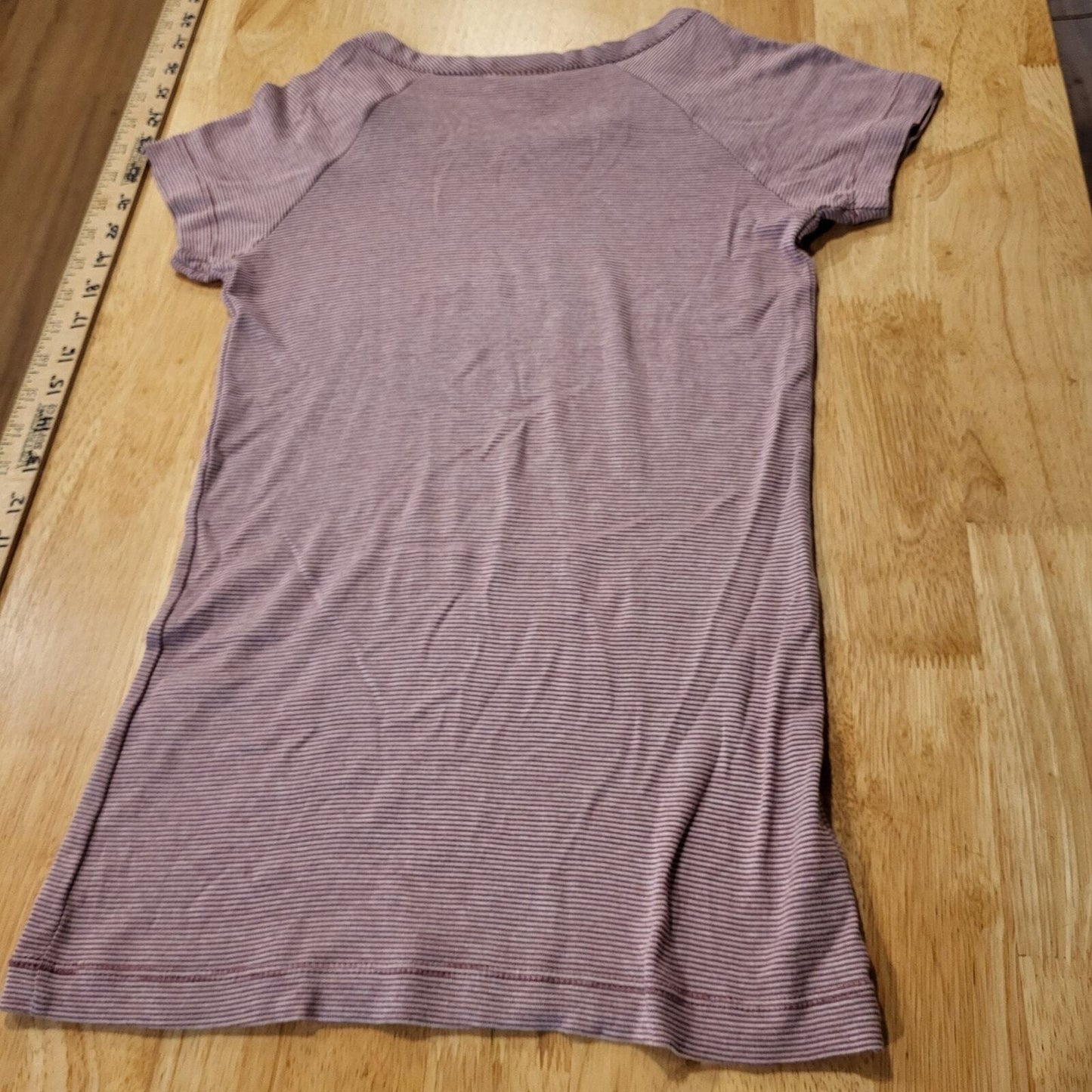 Lacoste Burgundy Short Sleeve Jersey Striped T-shirt 38
