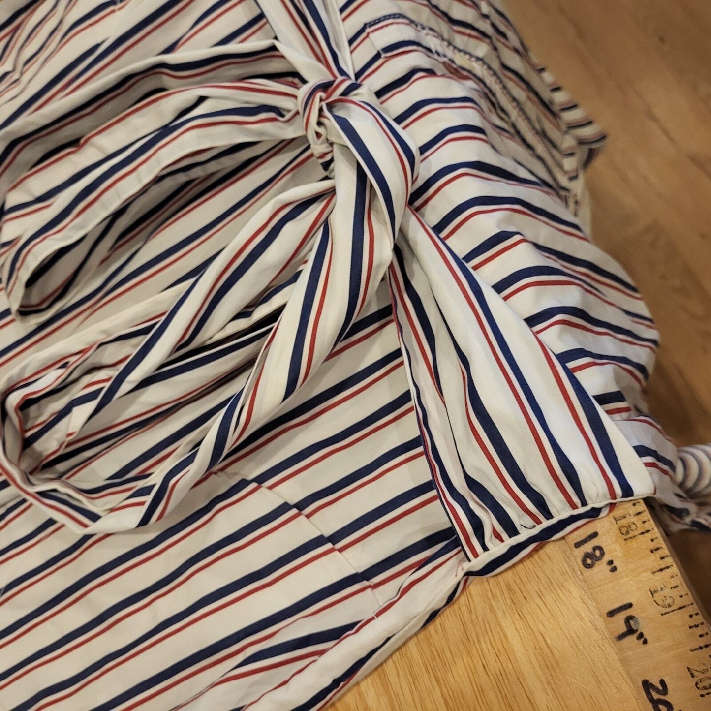 Thomas Mason for J. Crew Red, White, & Blue Striped Shirt Dress 12 100% Cotton